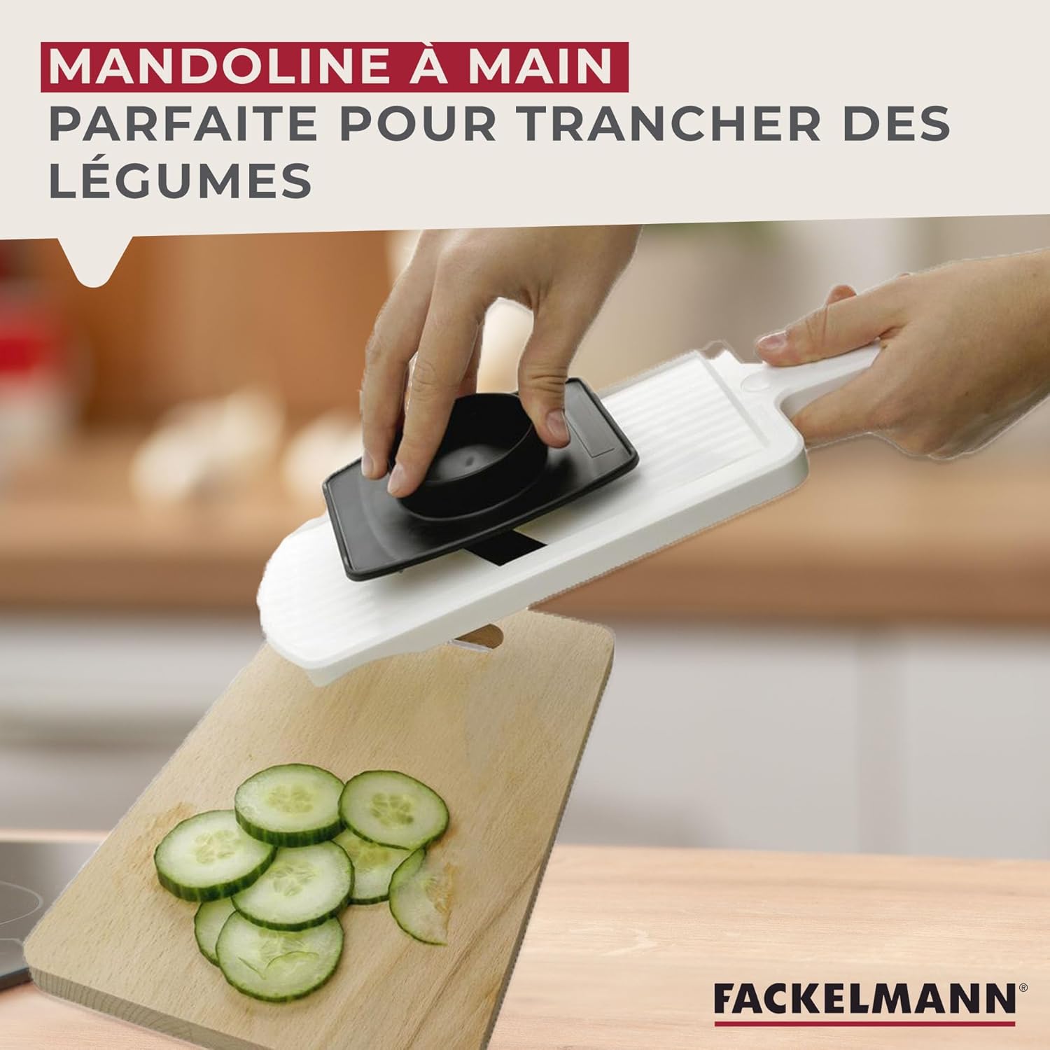 Fackelmann - Mandoline double face inox - épaisse/fine - avec support, blanc/noir