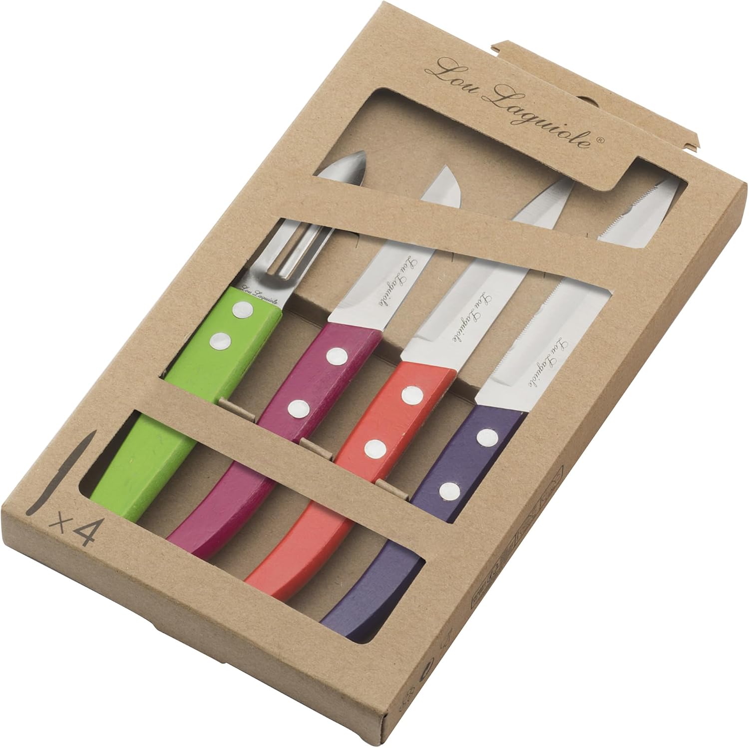 Lou Laguiole - Forest - Set 4 petits couteaux inox bois teinté, finition satinée