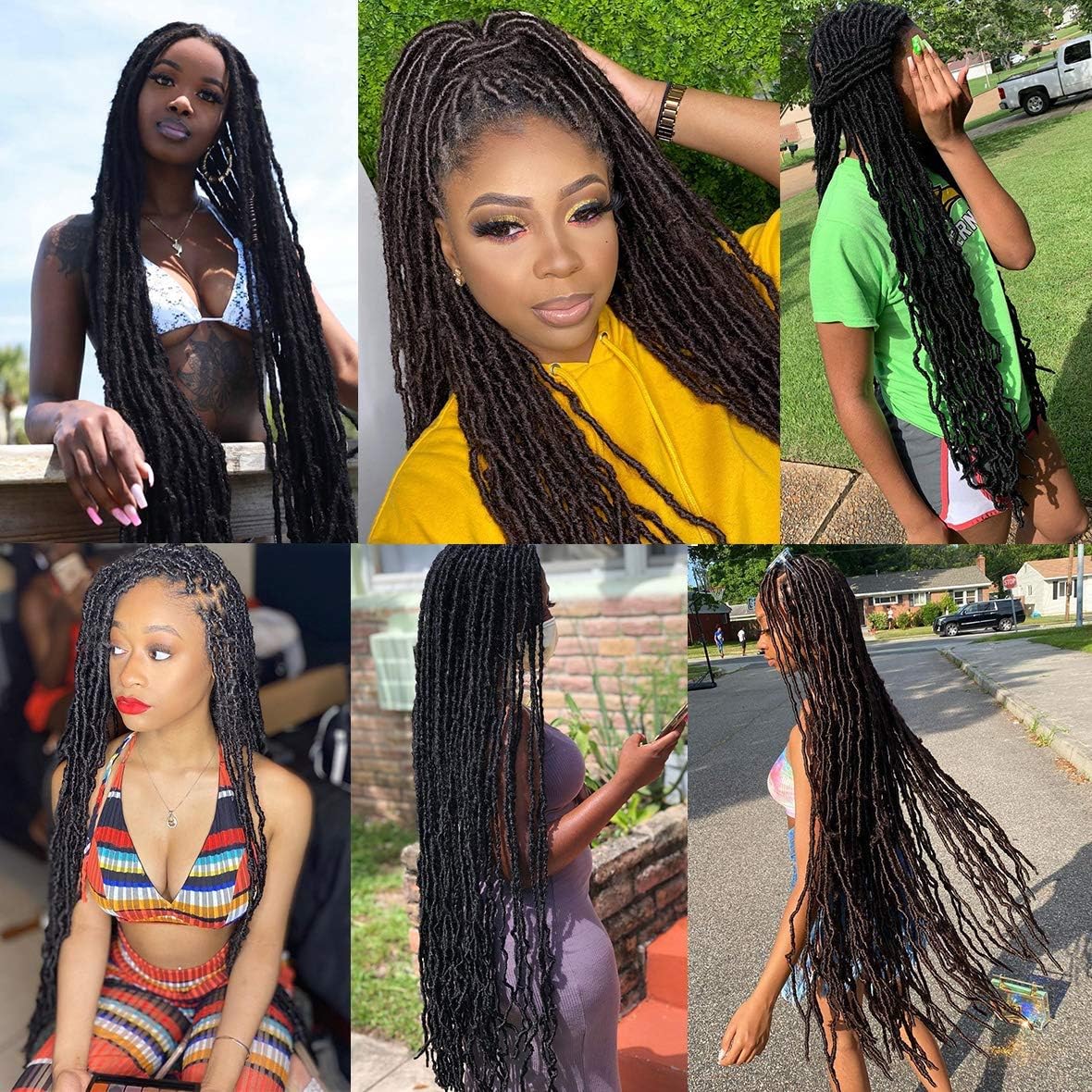 Xtrend - Nu Locs crochet cheveux synthétiques 91 cm, 7x12 mèches, 1B#