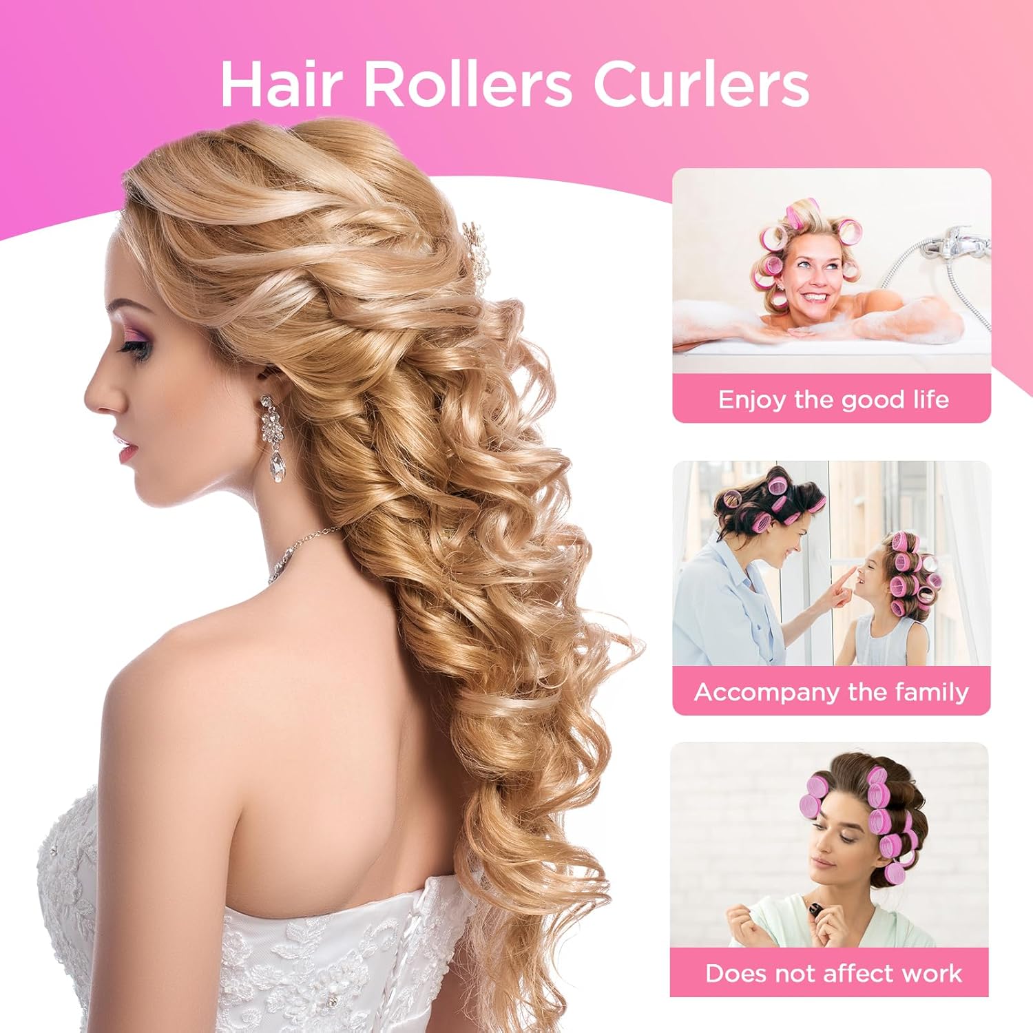 Romon - Set de bigoudis chauffants 3 tailles avec pinces et peigne