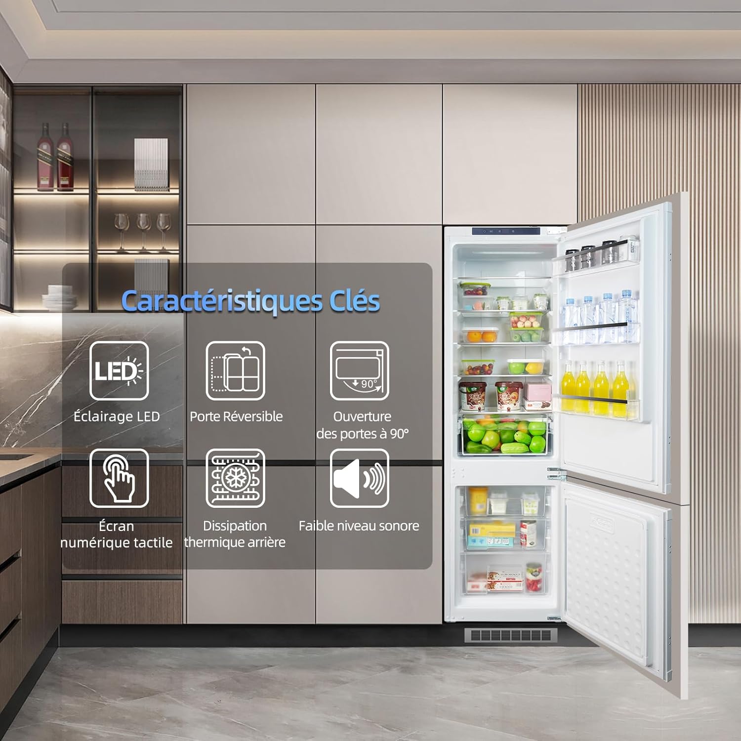 Magictec - réfrigérateur encastrable 178 cm - 236L, no frost, 2 portes, classe D