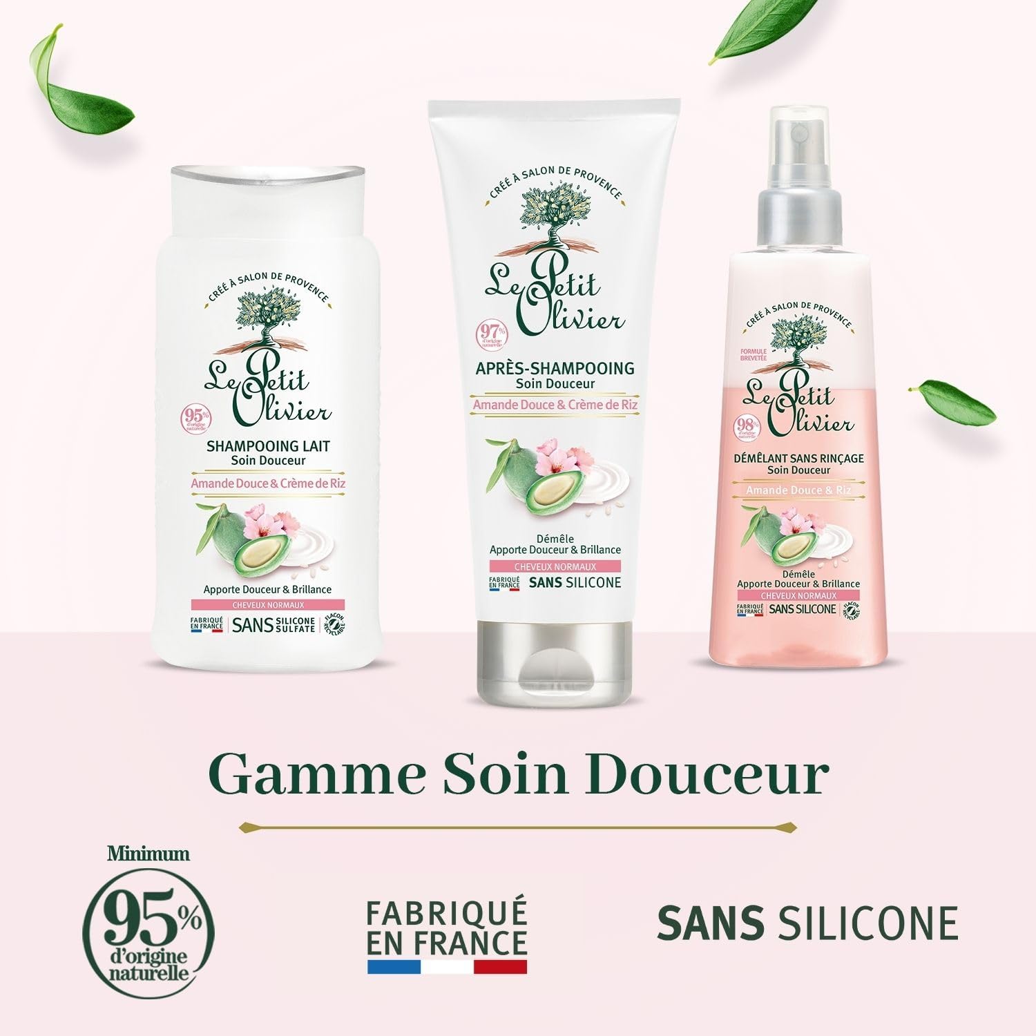 Le Petit Olivier - Spray démêlant soins douceur - 150ml - Amande douce, crème de riz, sans silicone, cheveux normaux