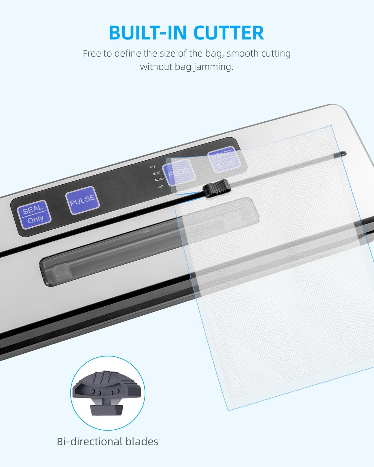 Machine sous vide alimentaire - 6 modes, bac amovible, double fil, lame coupe