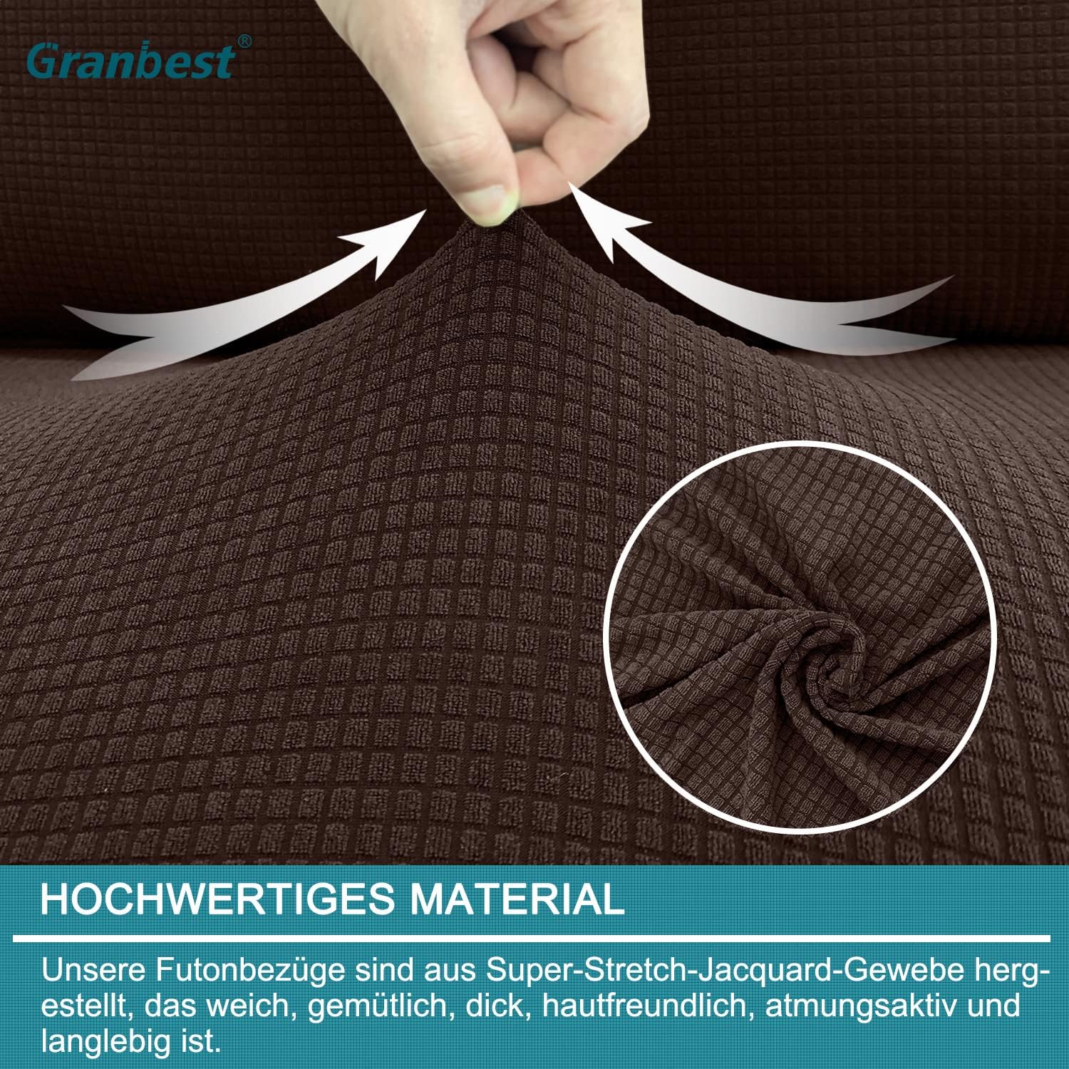 Granbest - housse futon haute stretch - 185-210cm - imperméable et antidérapante, sans accoudoirs