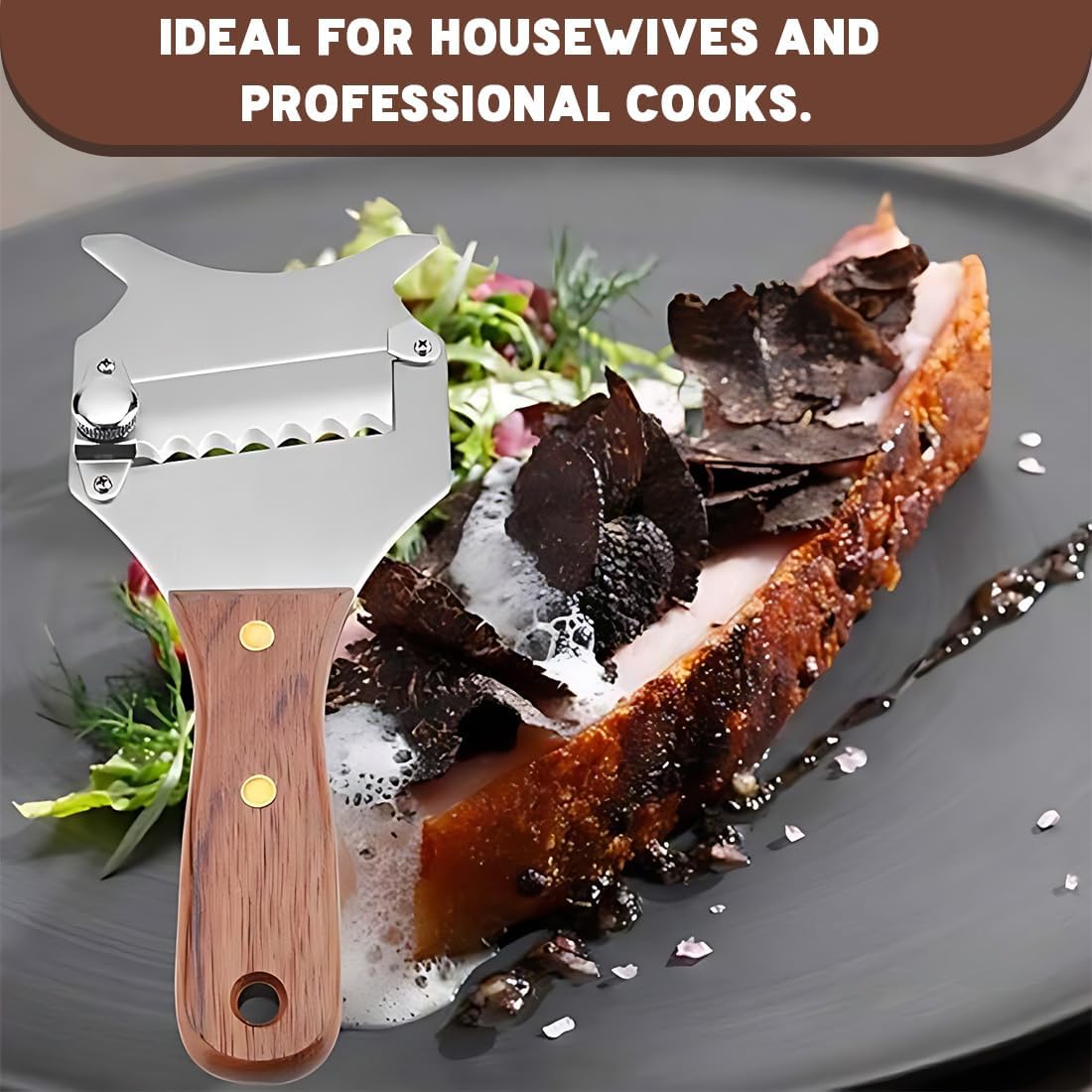 Coupe-Truffe professionnel, râpe inox, poignée bois, réglable, 18 cm