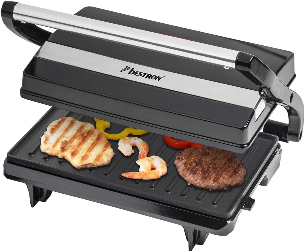 Bestron - Panini Maker série APM - poignée Cool-Touch, revêtement antiadhésif, bac récupérateur - 700W - APM123Z