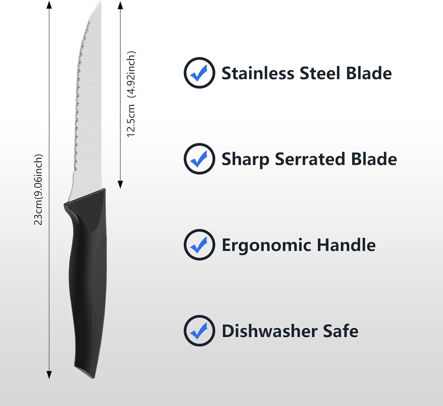 Pleafind - set de couteaux à steak inox, lame dentelée, 8 pièces