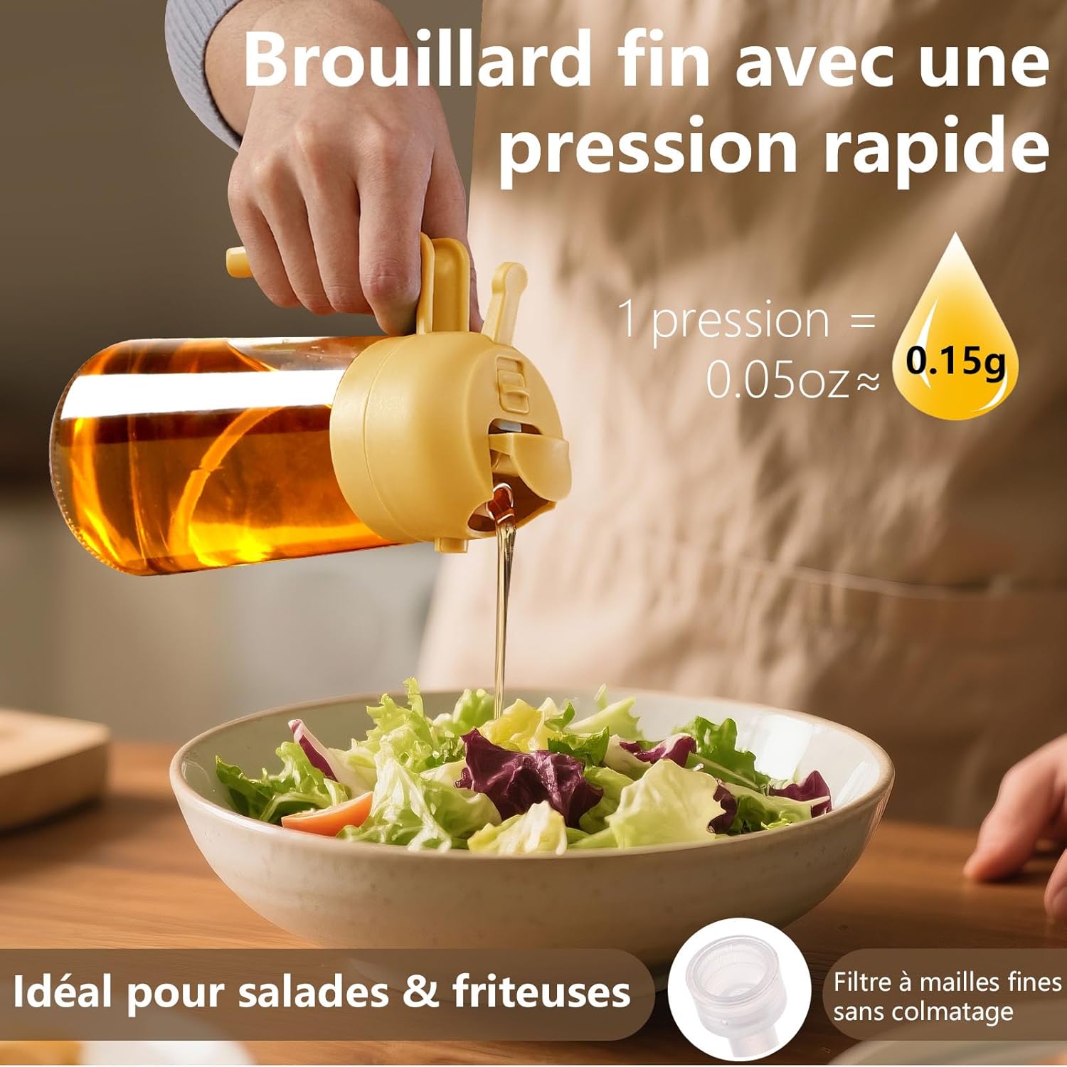 Spray huile cuisine - 470ml - olive, distributeur, jaune