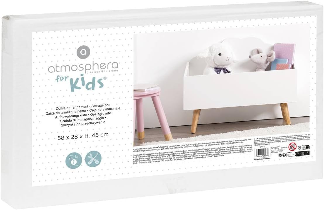 Atmosphera - Coffre Nuage Blanc - rangement enfant 60x30x35 cm