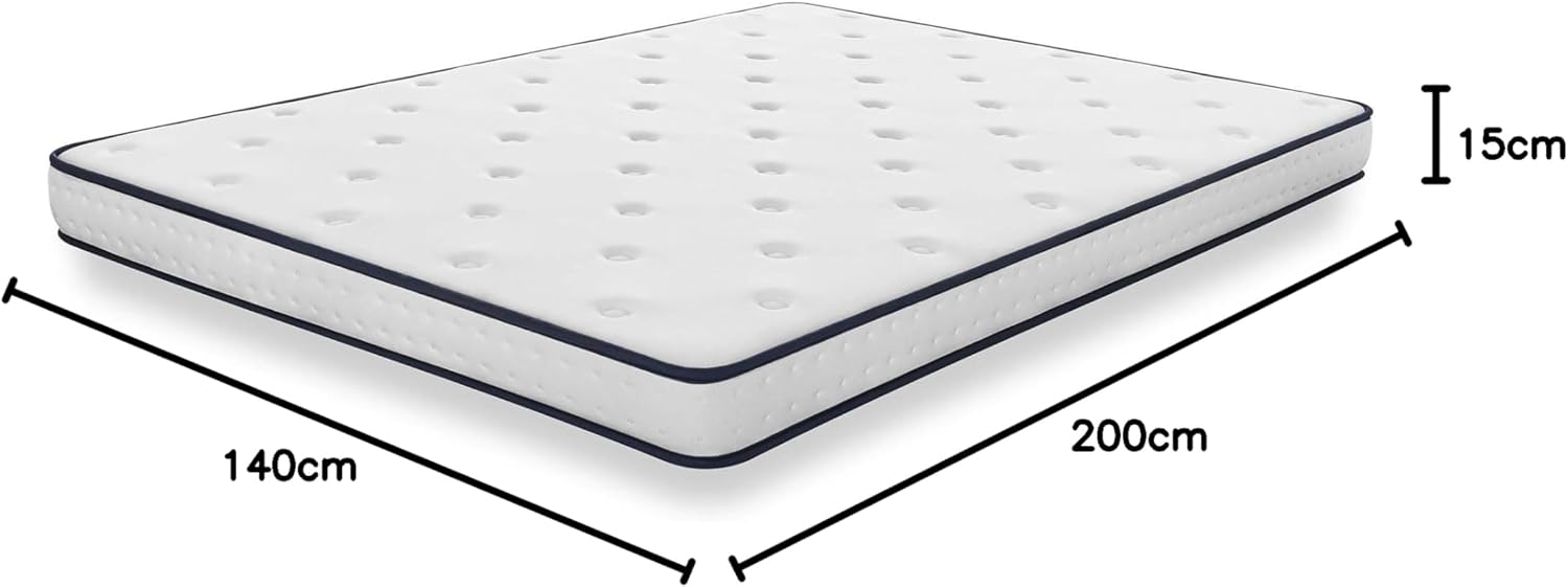 COSMOS - Upsilon - matelas 140x200, mémoire de forme, latex, 15cm, 7 zones, réversible