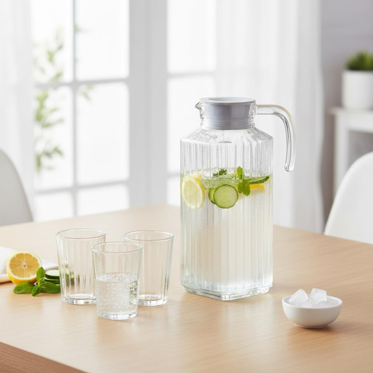 Luminarc - Quadro - pichet 1,7L - couvercle blanc, réfrigérateur