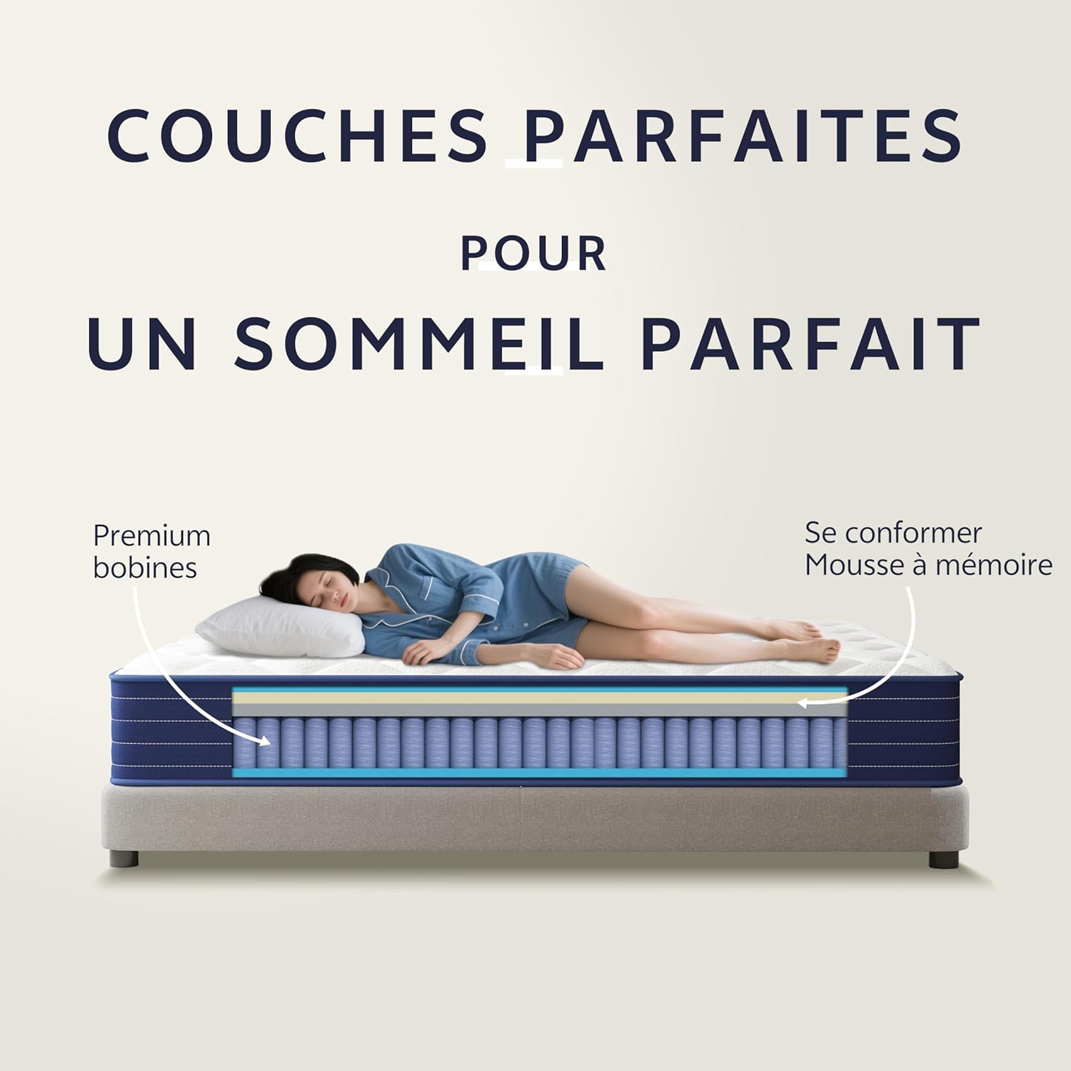 PurrJoys - matelas hybride orthopédique 90x190cm, mémoire de forme, fermeté moyenne