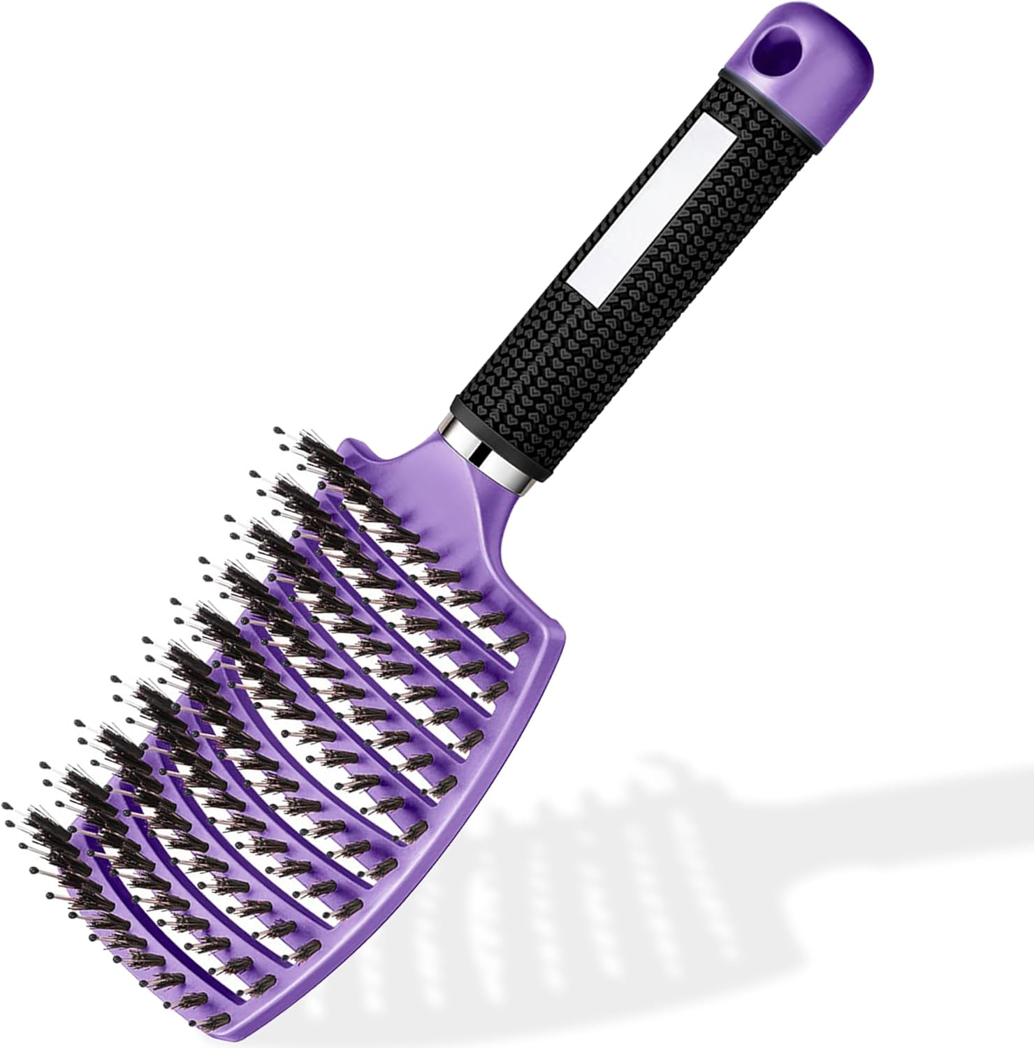 Brosse à cheveux - démêlante, poils sanglier/nylon, anti-casse, tous types, 21cm