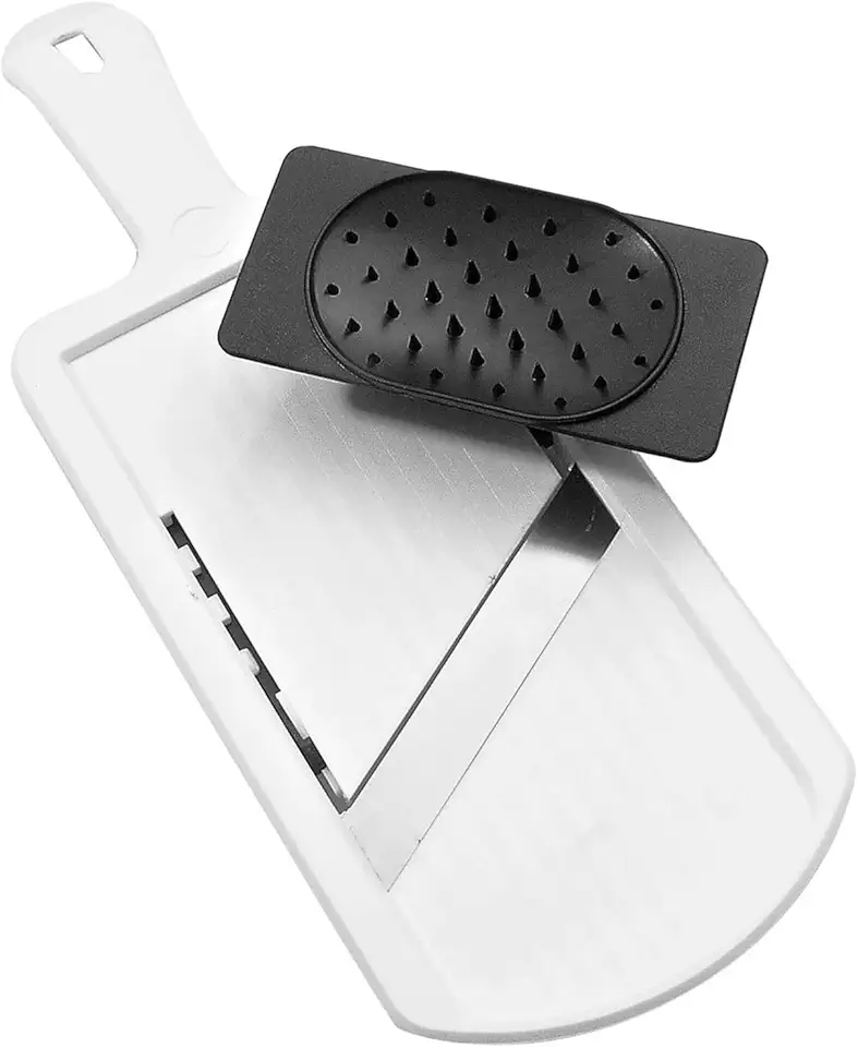 Fackelmann - Mandoline double face inox - épaisse/fine - avec support, blanc/noir