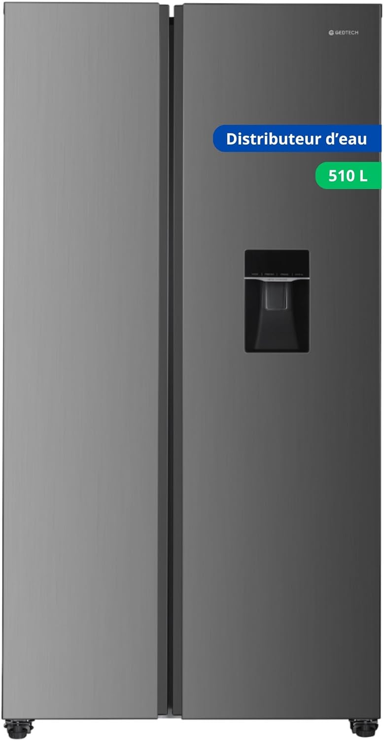 GEDTECH - Réfrigérateur multi-portes, 510L, inox, grande capacité, GSBS510IXT