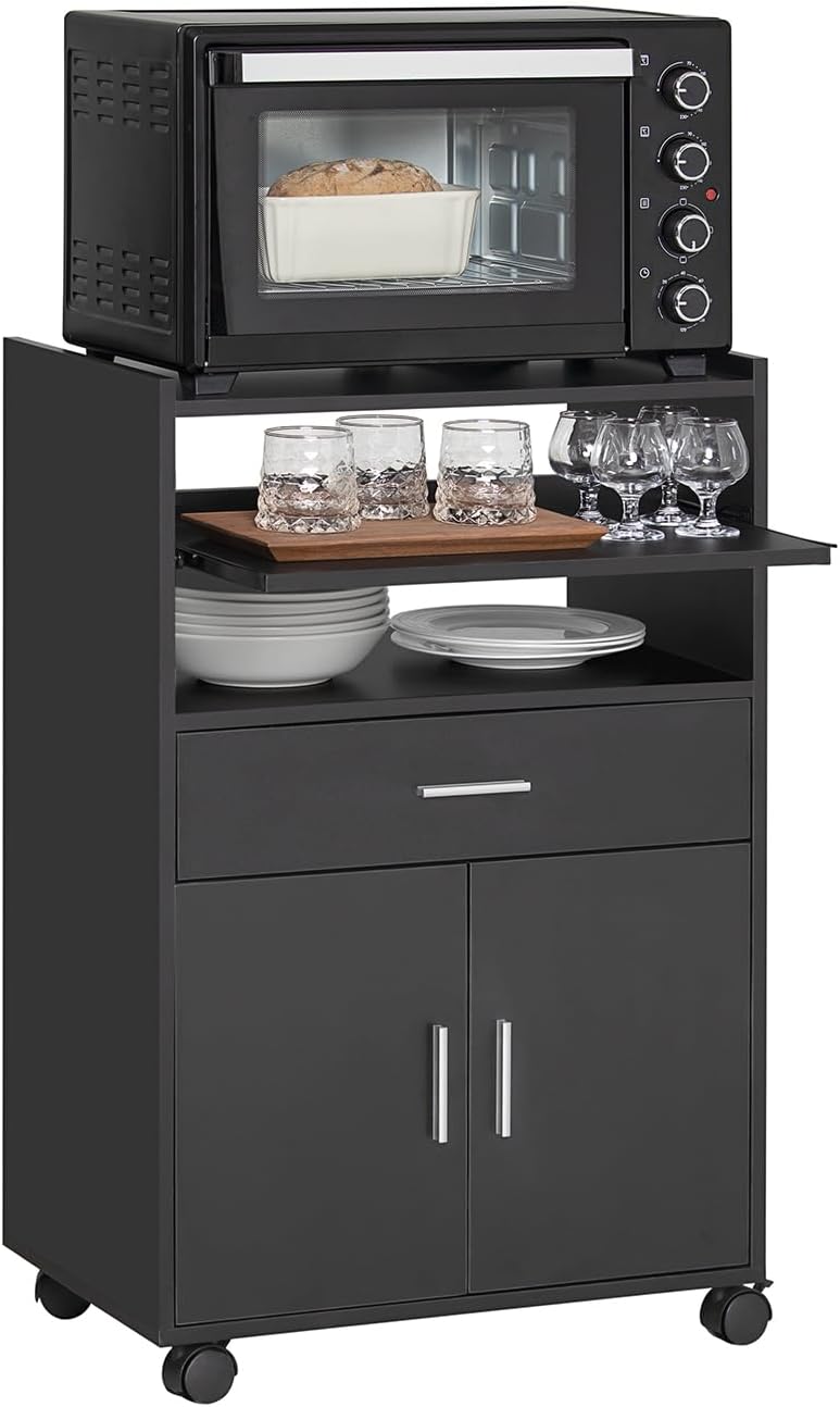 SoBuy - Chariot cuisine extensible, 92x59x40 cm, rangement, FSB09-SCH