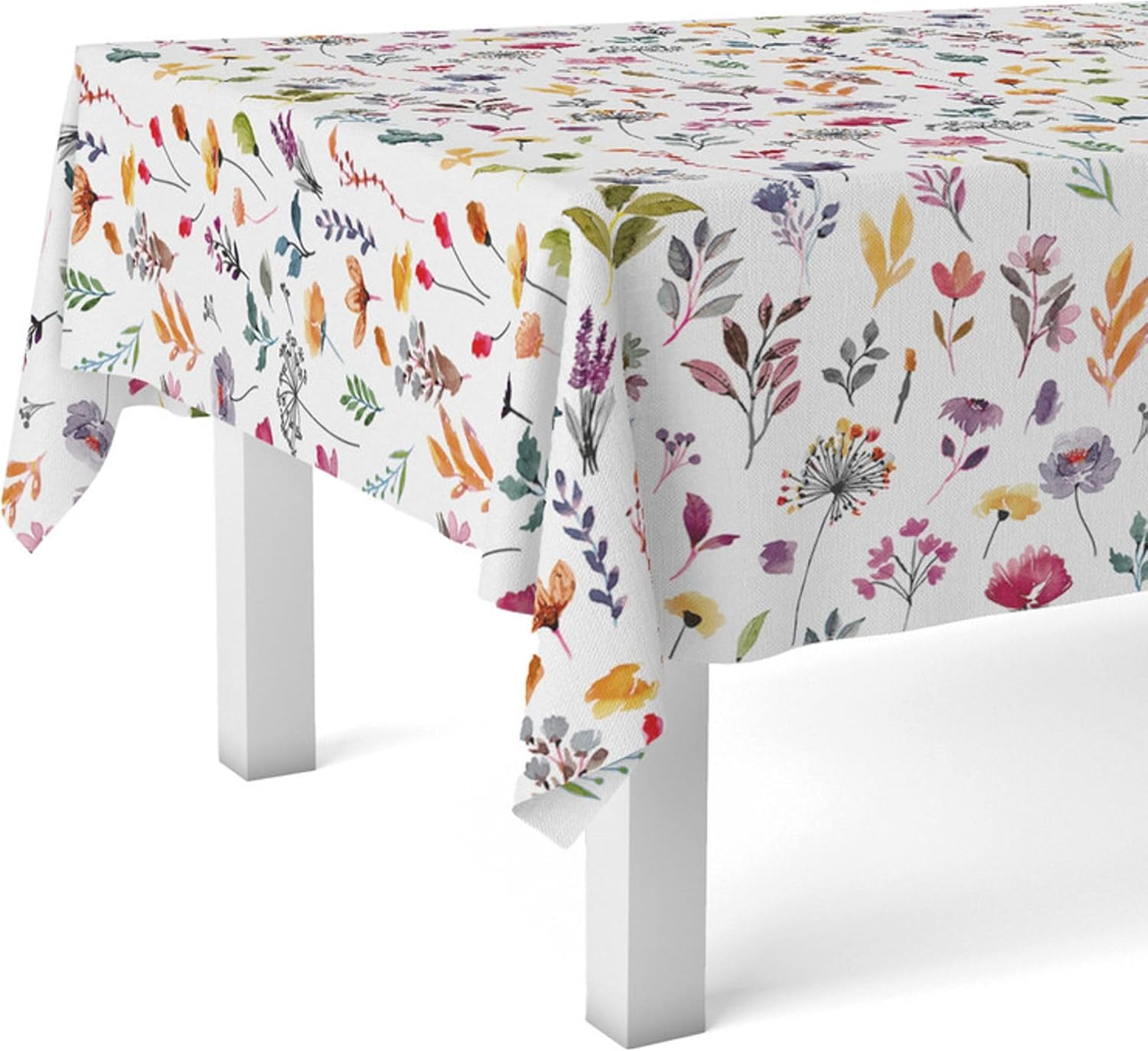 Nappe en toile cirée - Rectangulaire 100x140 cm - Antitache, imperméable, facile d'entretien, motif fleurs