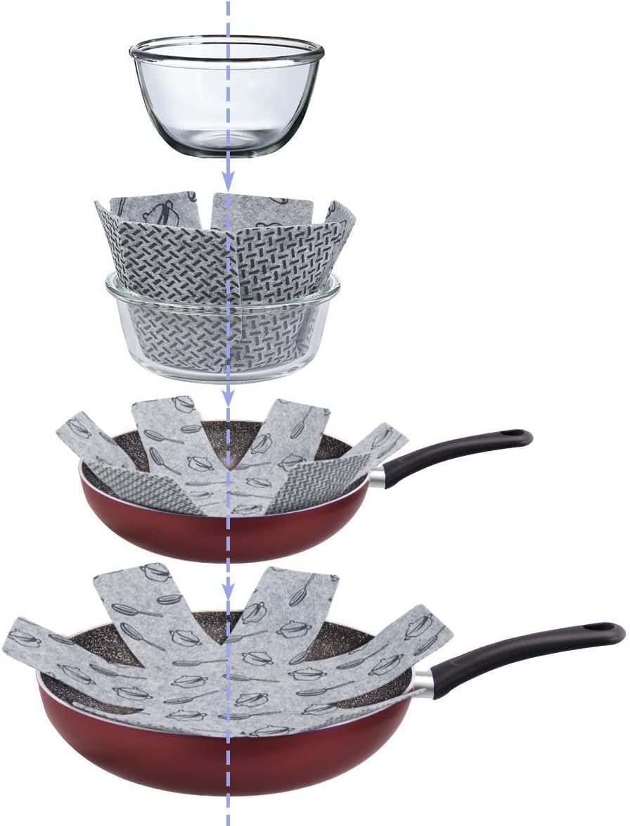 flintronic - Protection Casseroles & Poêles - 38cm - Lot 8 pièces, protège des rayures