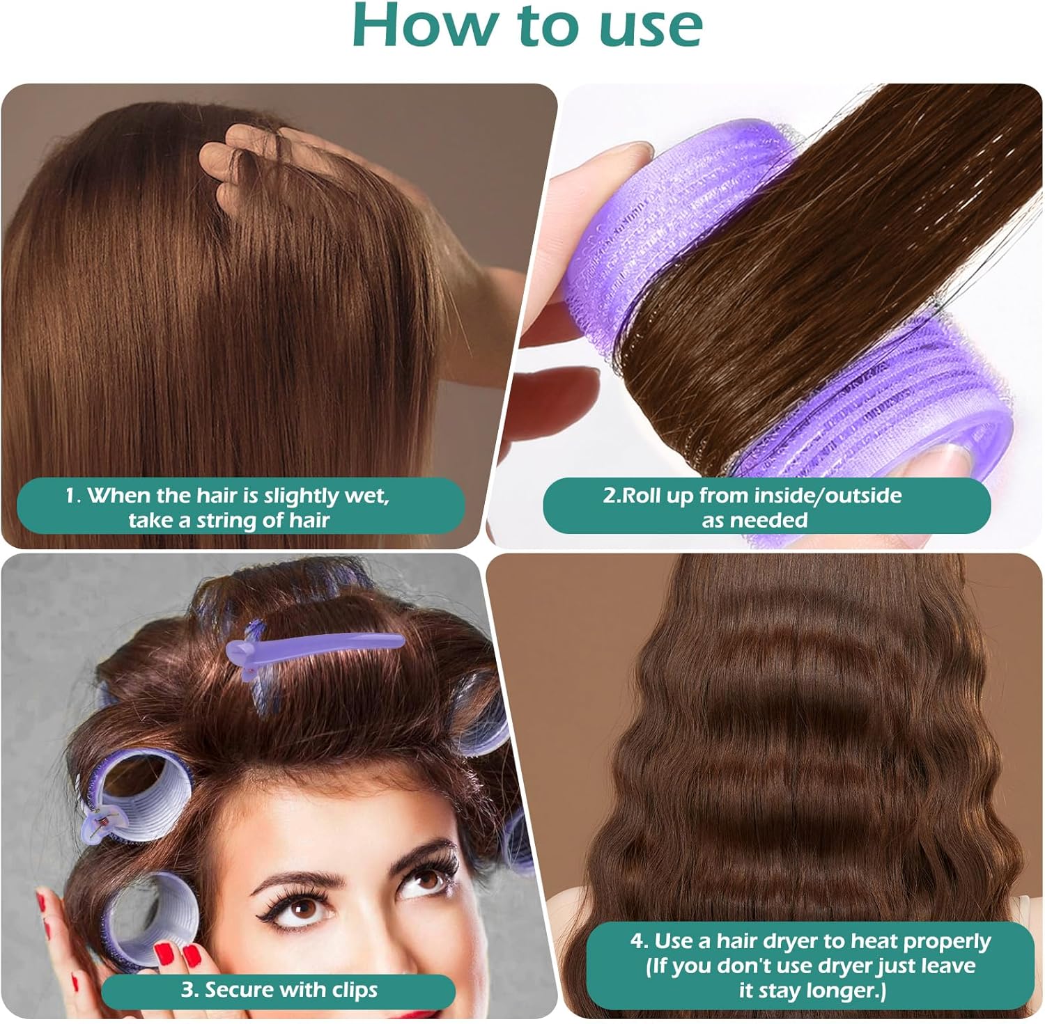 GeeRic - Bigoudis auto-agrippants 33pcs - sans chaleur, accessoires inclus