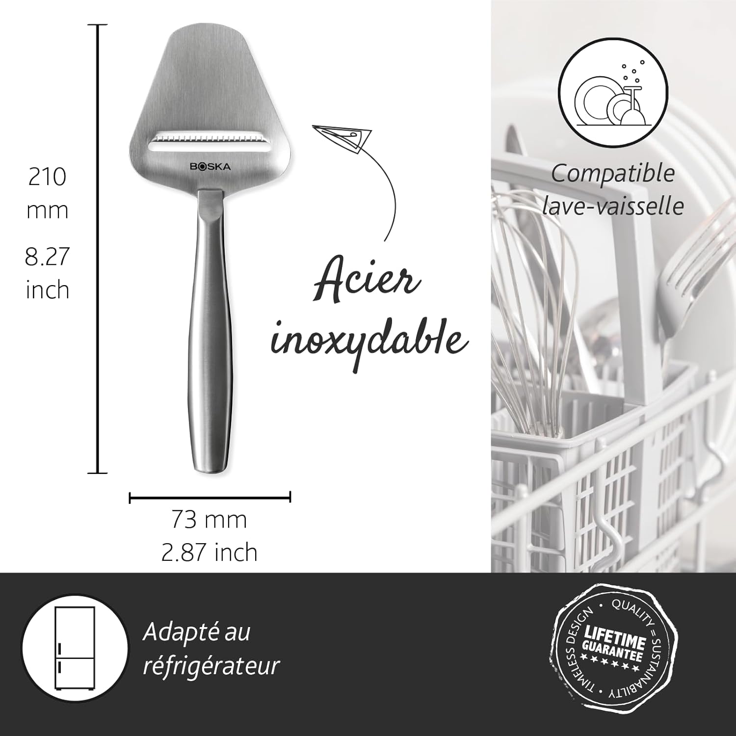 BOSKA - Copenhagen coupe-fromage inox - multifonction, lave-vaisselle