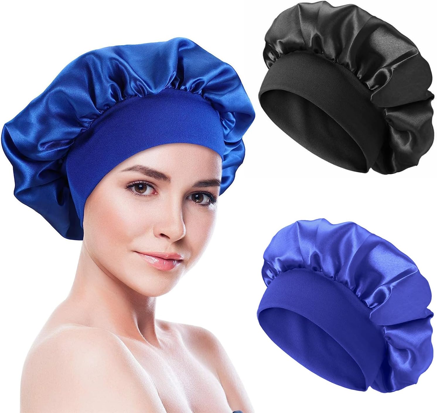Bonnet de nuit satin femme - 2 pièces - protection cheveux - soyeux