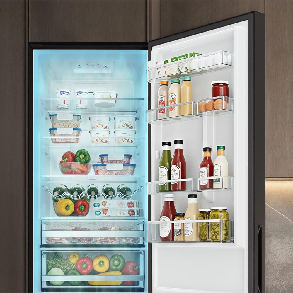 Cecotec - Combi 356i Black Glass - 200x59,5cm - 356L, Multi Airflow, FreshnessFlex, HumidityFlex, COOLMARKETCOMBI356IBLA