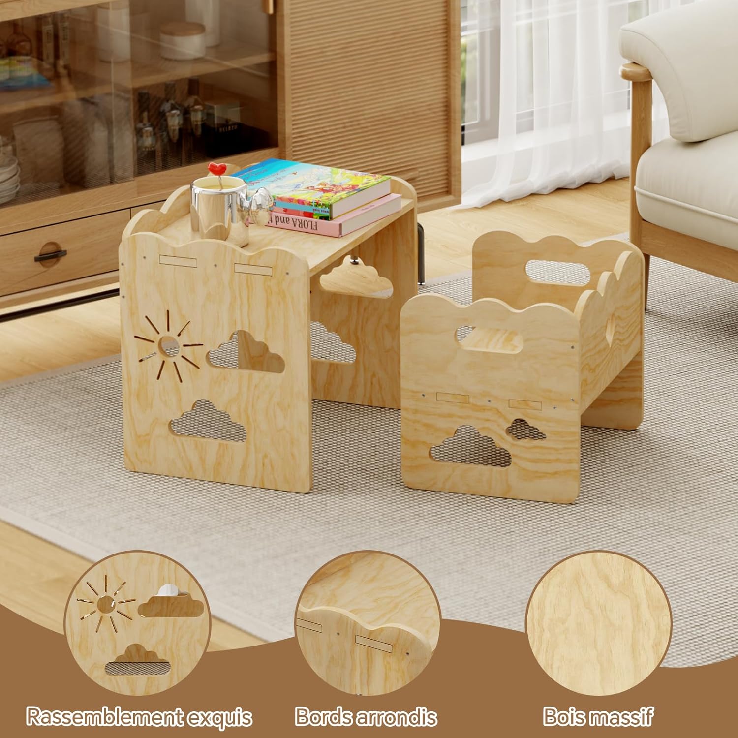 Table enfant - Montessori - compacte, facile à assembler, idéale repas/jeux