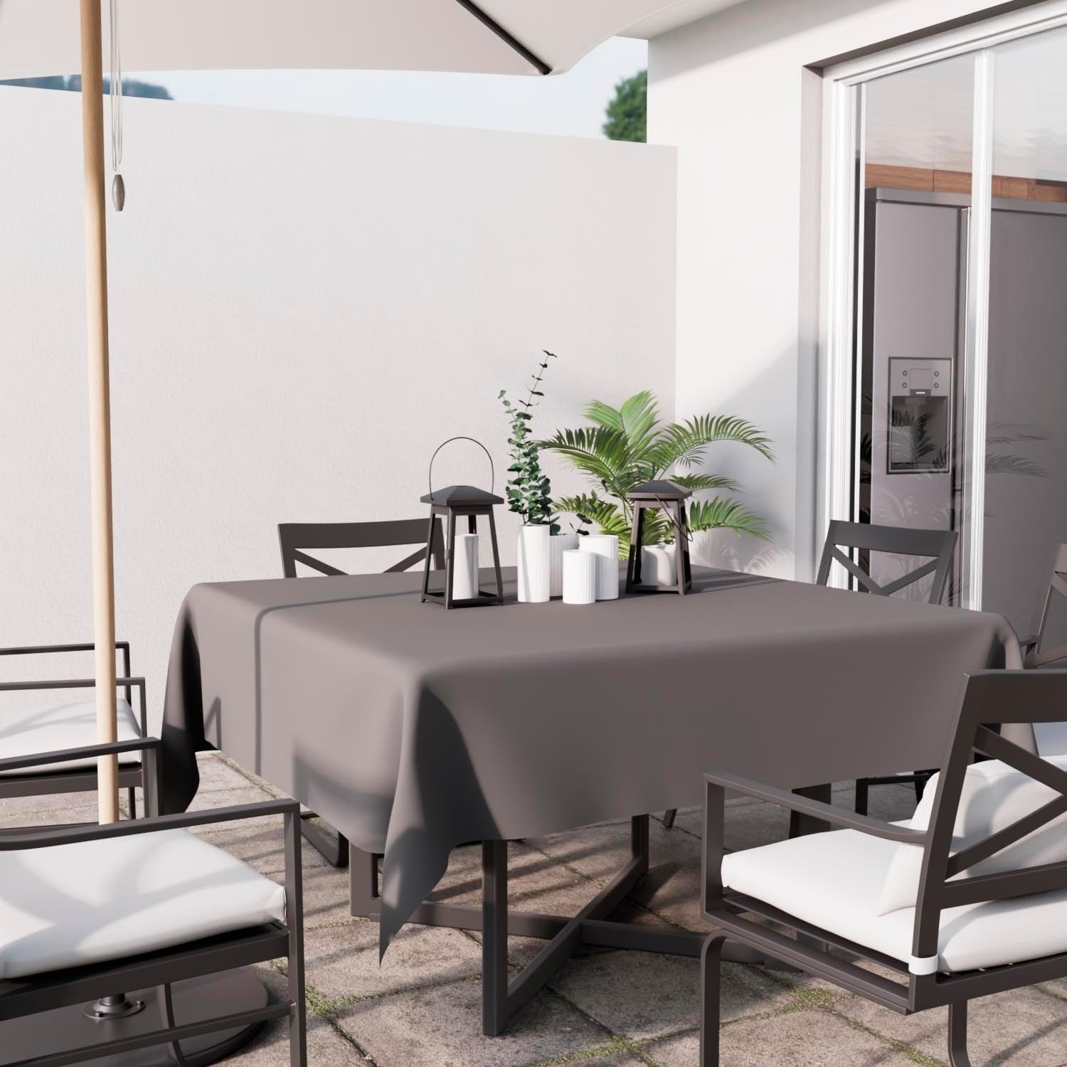 Soleil d'Ocre - Nappe Alix - 140x140 cm - Polyester anti-tache, gris