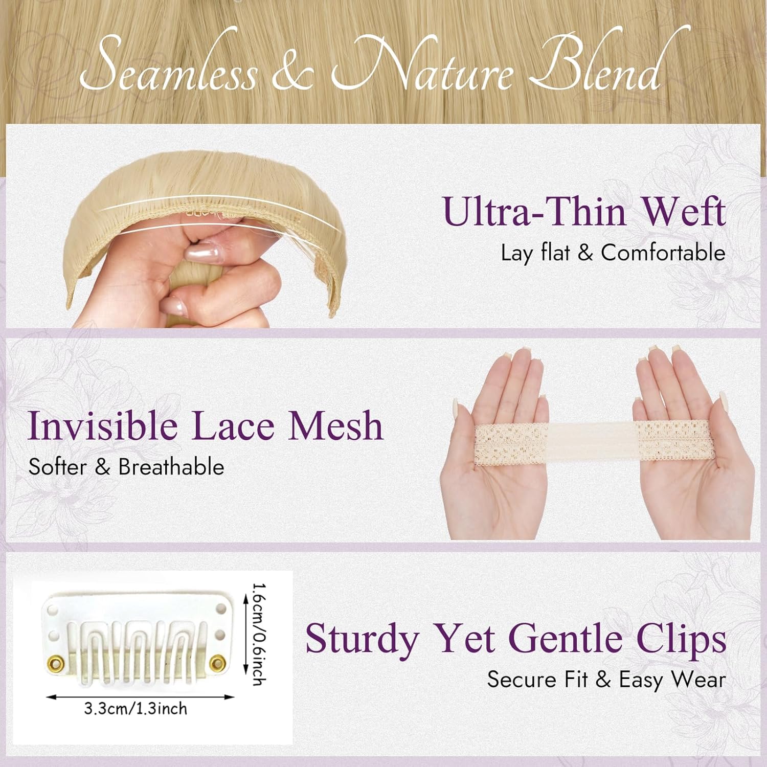 BARSDAR - Extension à clip ondulée 50cm - synthétique beige blond