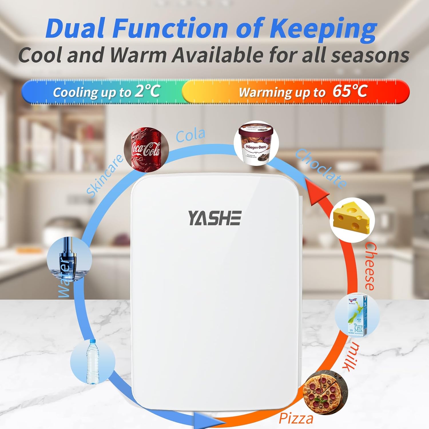 YASHE - mini frigo 10L - compact, transportable, 6 canettes