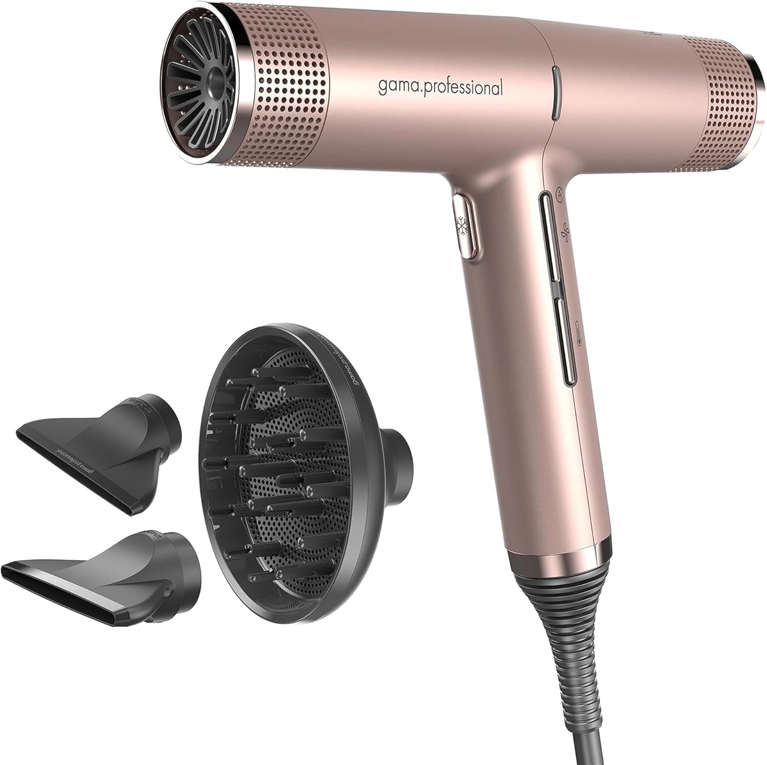 GA.MA Italy - iQ Perfect - sèche-cheveux ultraléger 1600W - Oxy-Active, moteur sans balais, Gold Rose