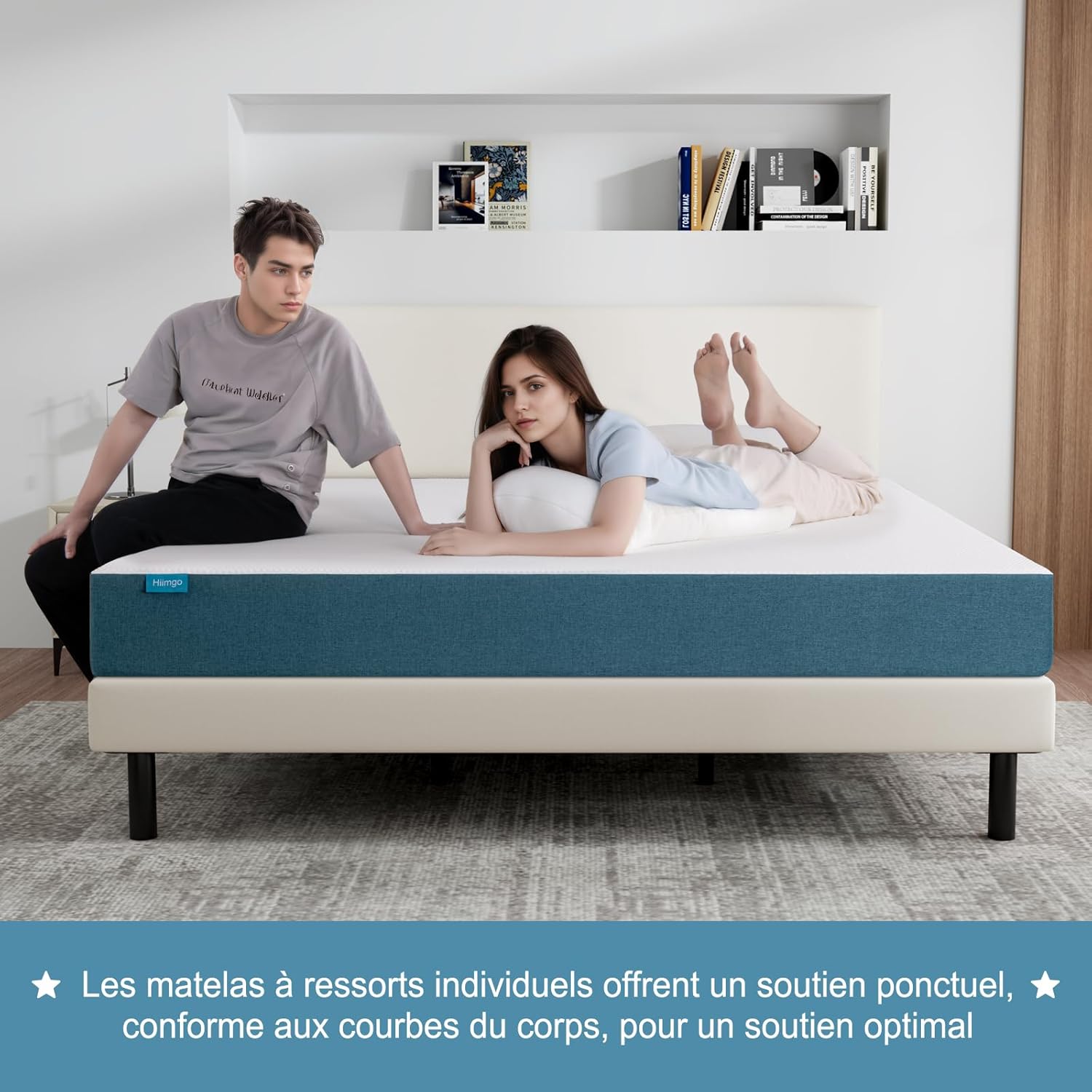 Matelas mousse mémoire, 140x190cm, 22cm, soutient moyen, réversible