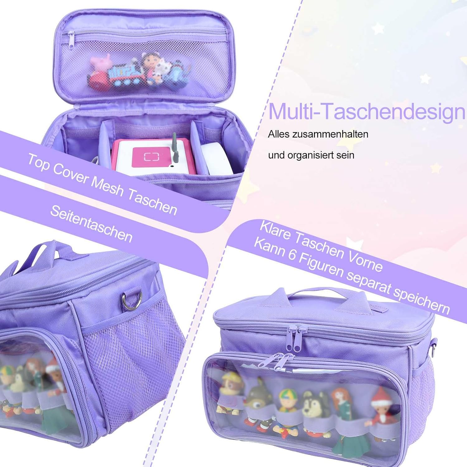 Sac Transport Toniebox - étui violet, grande capacité, bandoulière