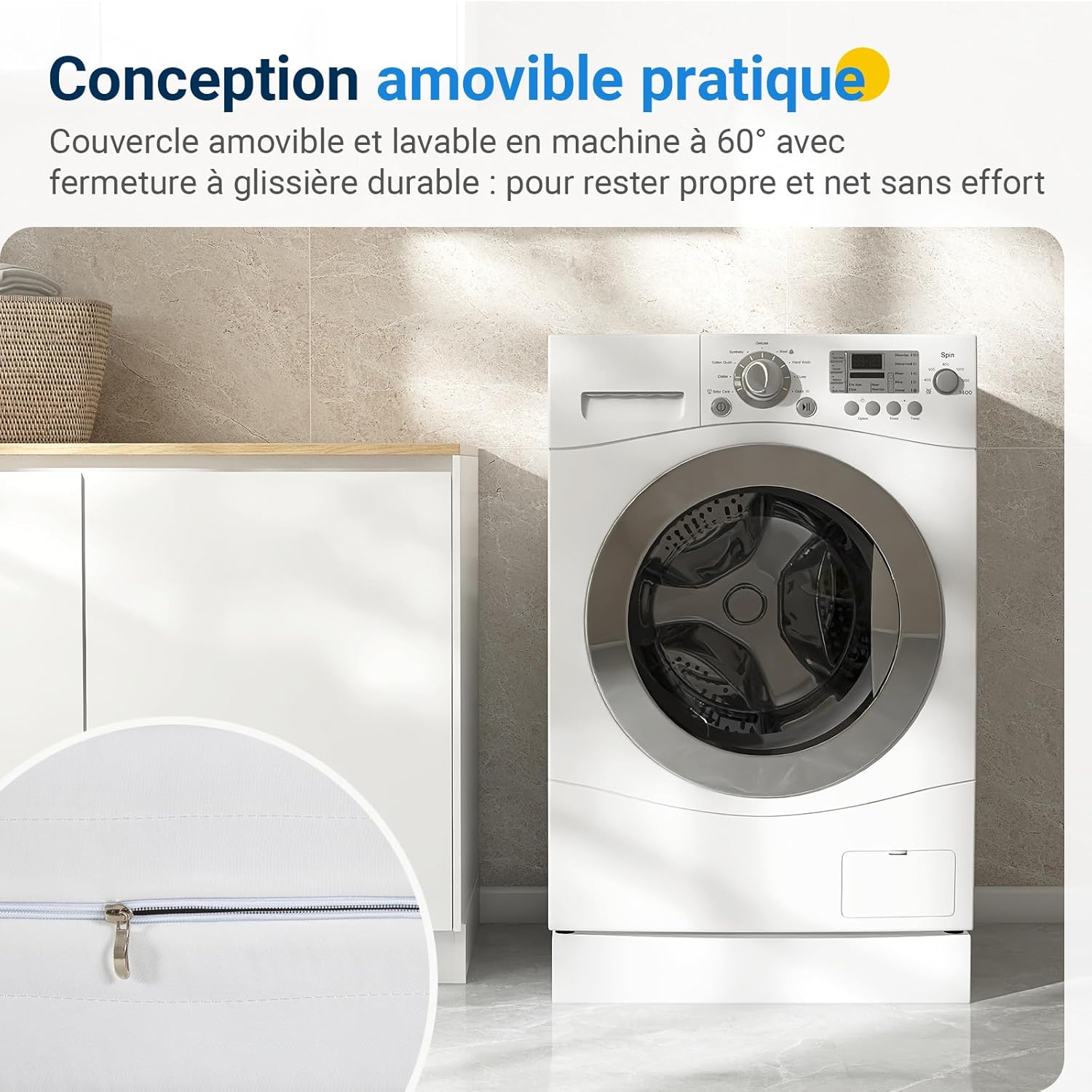 Avenco - Matelas mousse bambou 7 zones 90x190cm, H3/H4, housse amovible