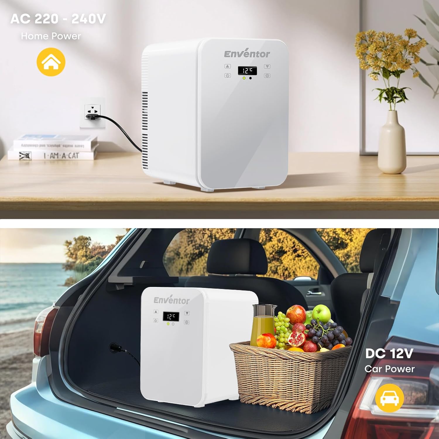 Enventor - Mini frigo 10L - refroidissement/chauffage, 12V/220V, compact