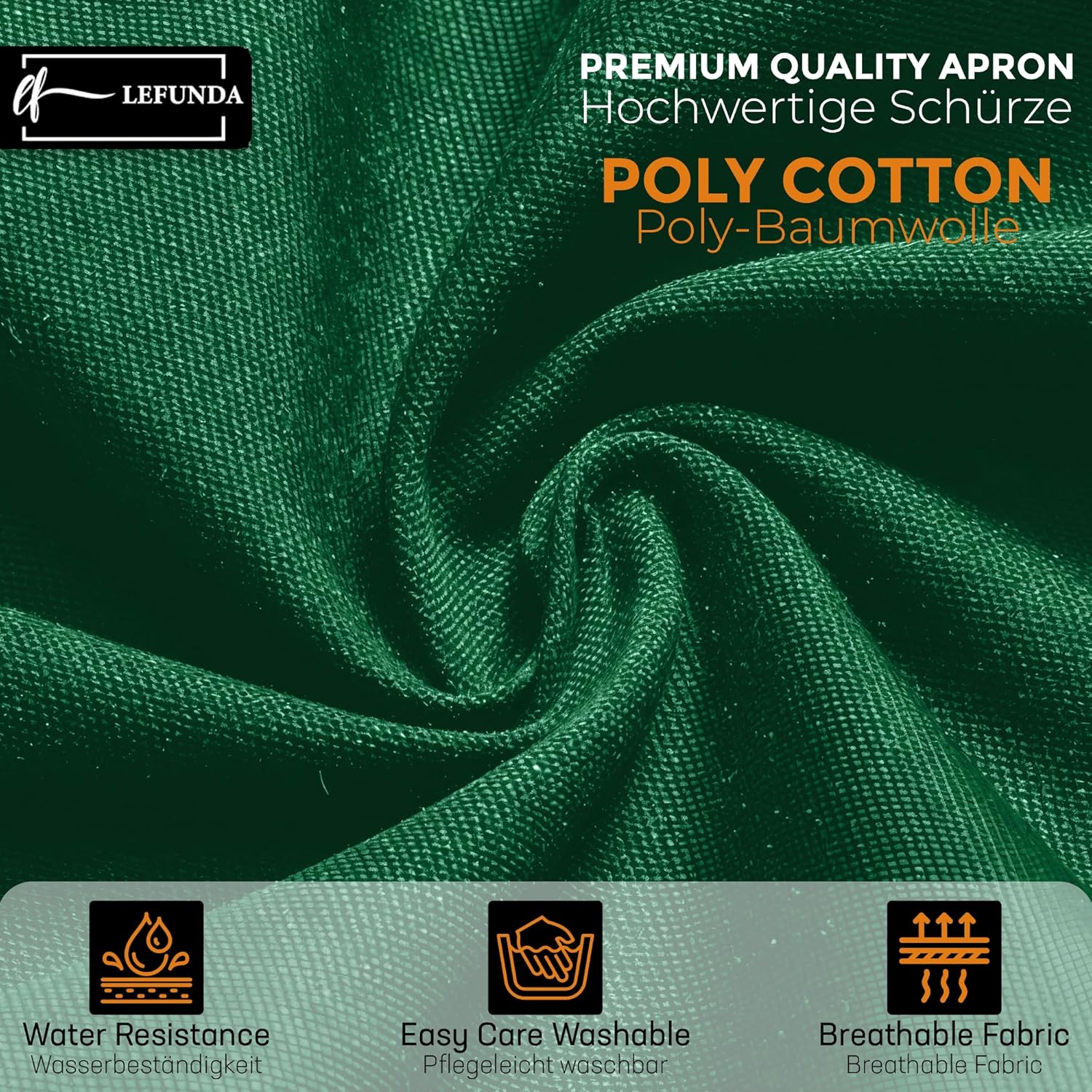 LEFUNDA - Tablier étanche 3 poches réglable - longues lanières, professionnel, mixte