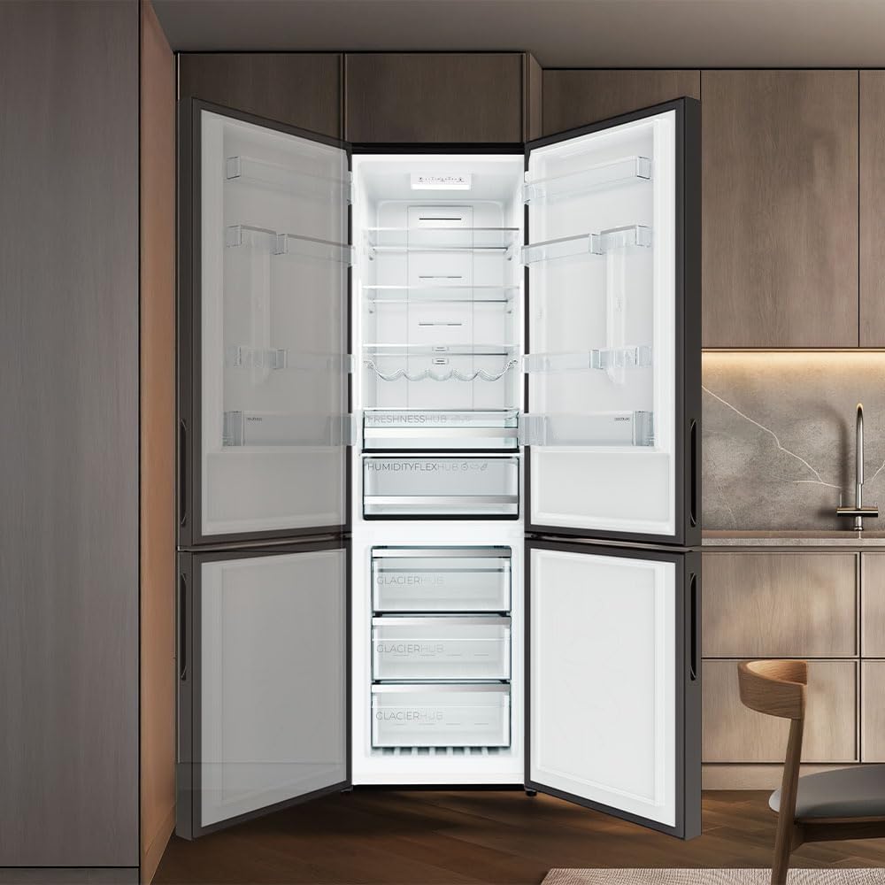Cecotec - Combi 356i Black Glass - 200x59,5cm - 356L, Multi Airflow, FreshnessFlex, HumidityFlex, COOLMARKETCOMBI356IBLA