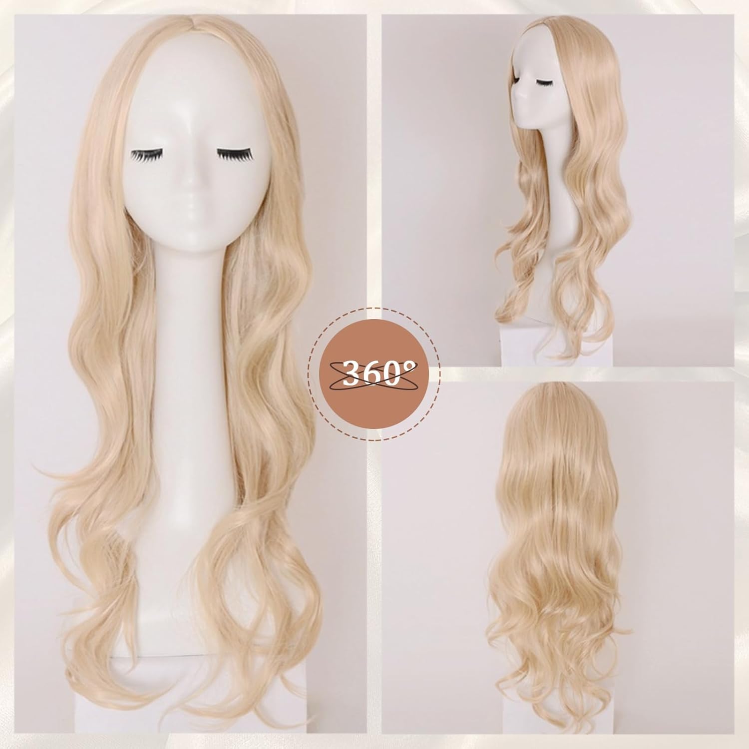 Longue Perruque - ondulée blonde 70cm - raie moyenne, synthétique