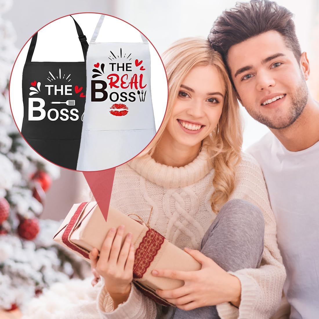 Tablier cuisine couple - Mr & Mrs Right - réglable - cadeau mariage, crémaillère