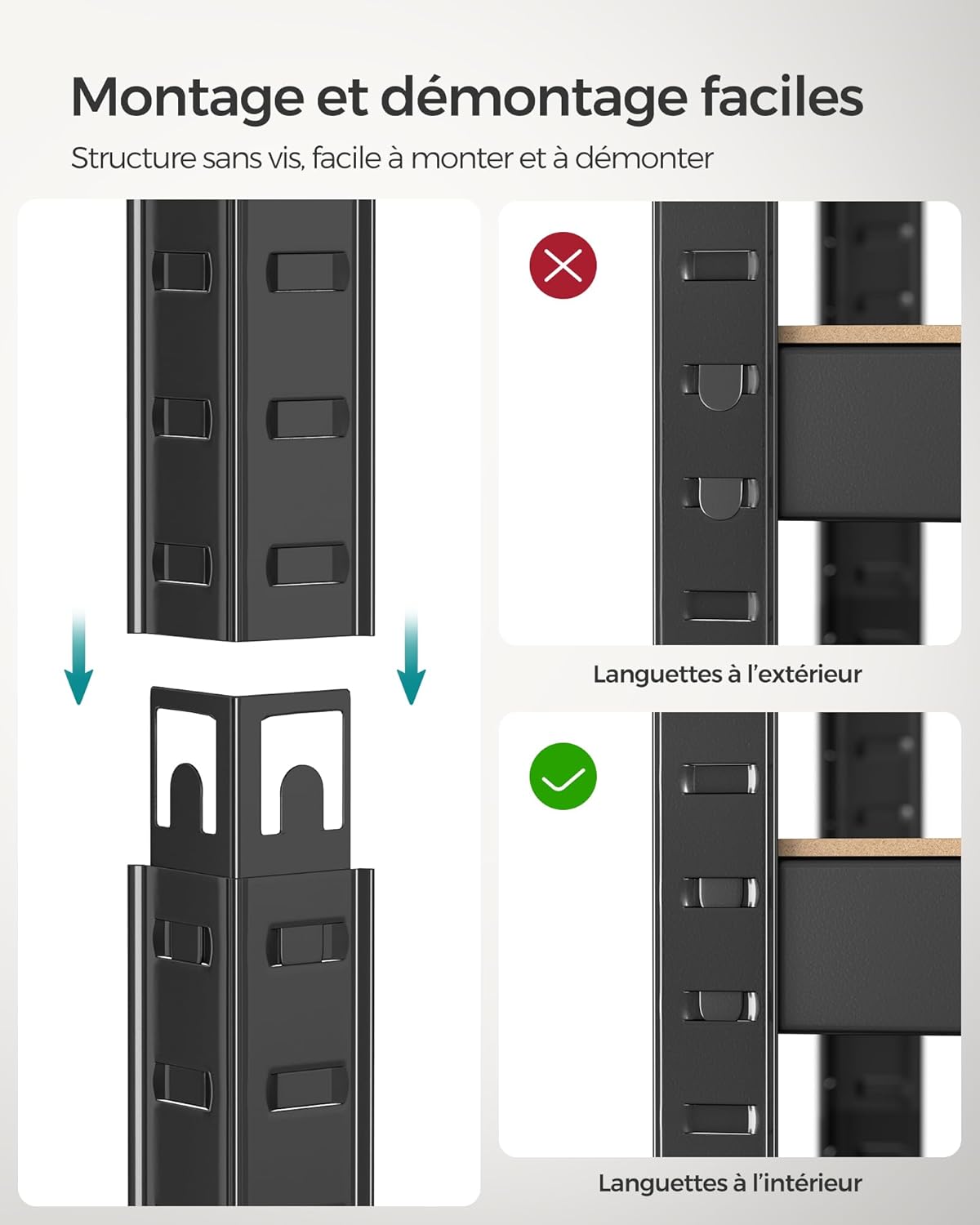 SONGMICS - étagère rangement 4 niveaux, 40x80x160cm, 520kg, GLR044B02