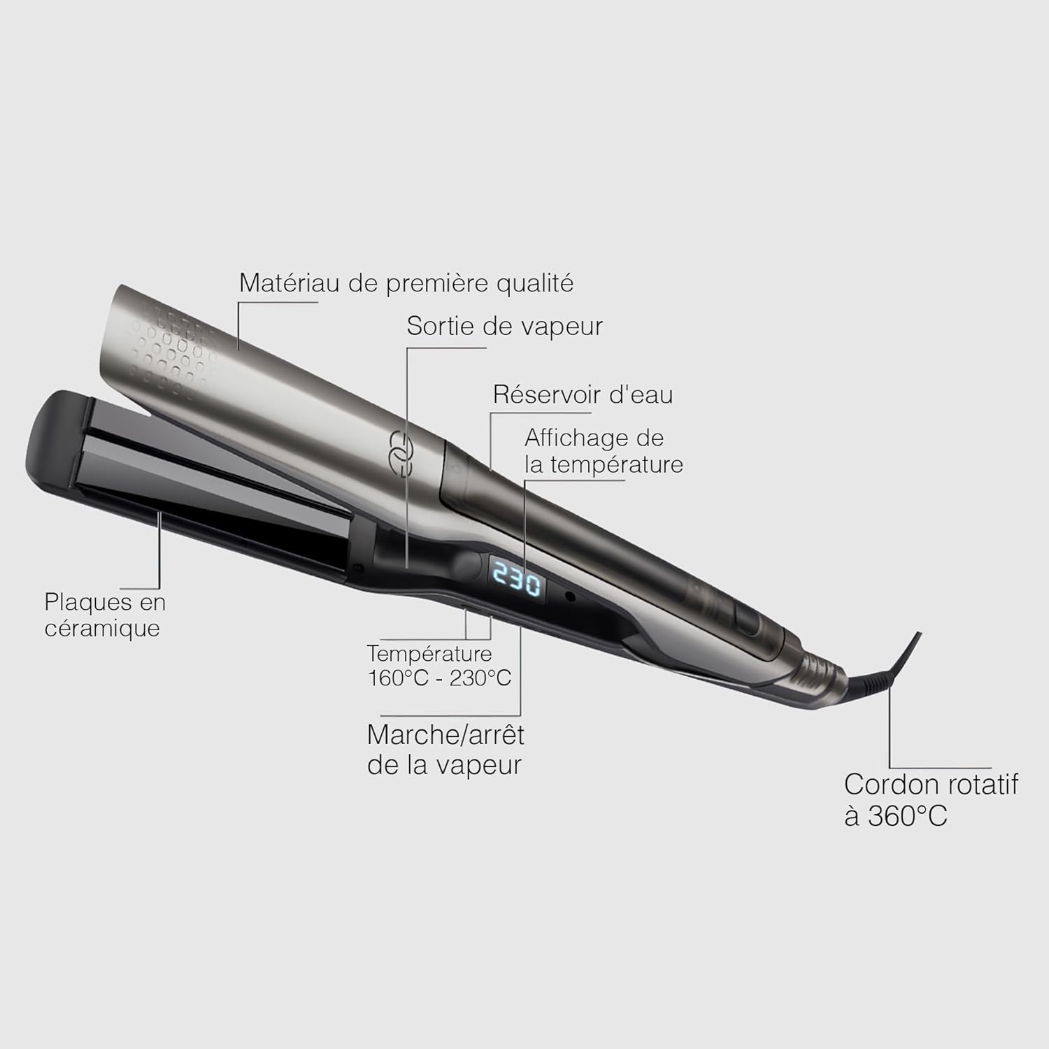 Golden Goods - Steampod Pro - 230°C - Lisseur vapeur céramique, 10 réglages, ionique