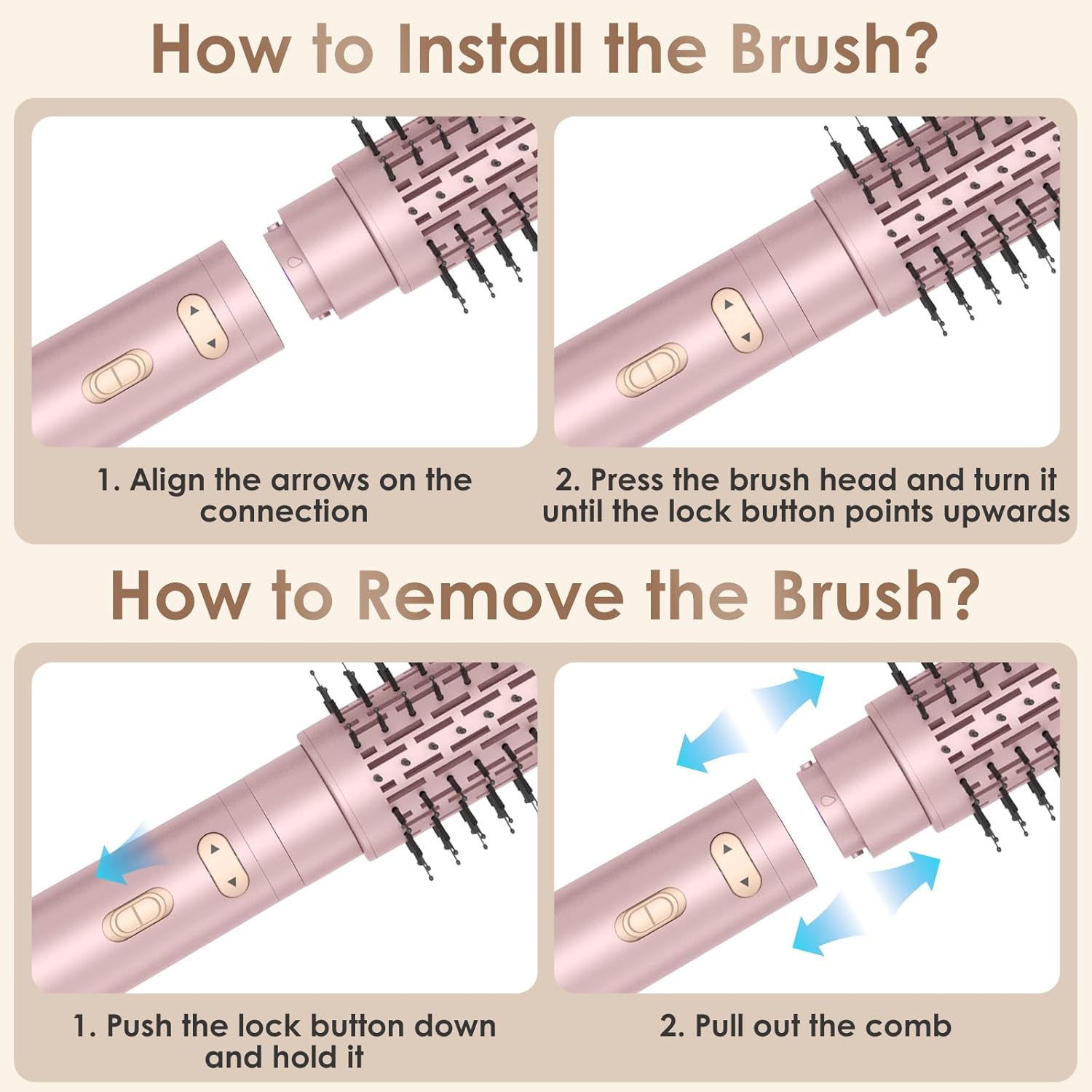 Brosse soufflante 3-en-1 - 800W - 38/50mm - ionique, 2 vitesses, 2 températures