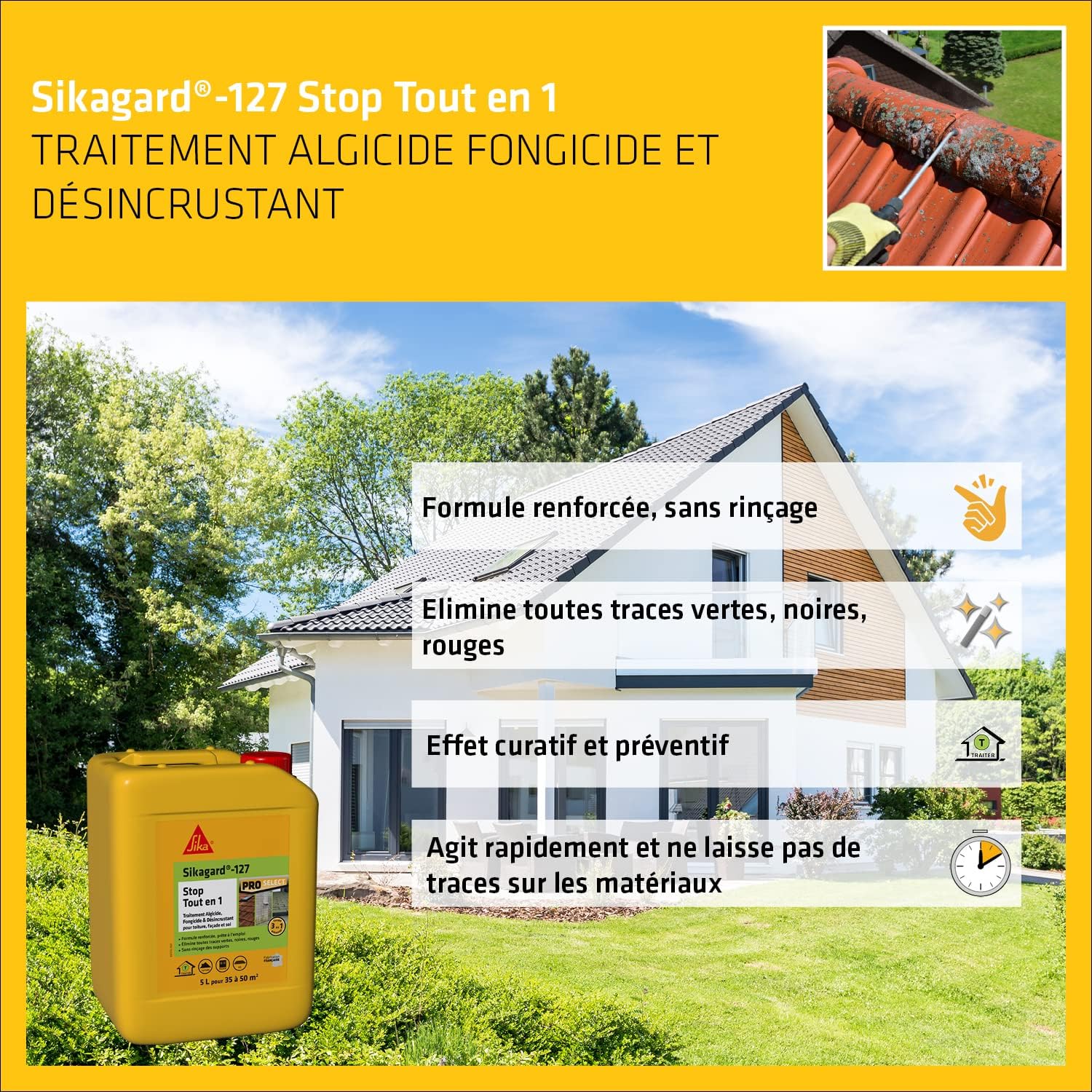 Sika - Sikagard 127 - 5L - traitement algicide et fongicide multisupports