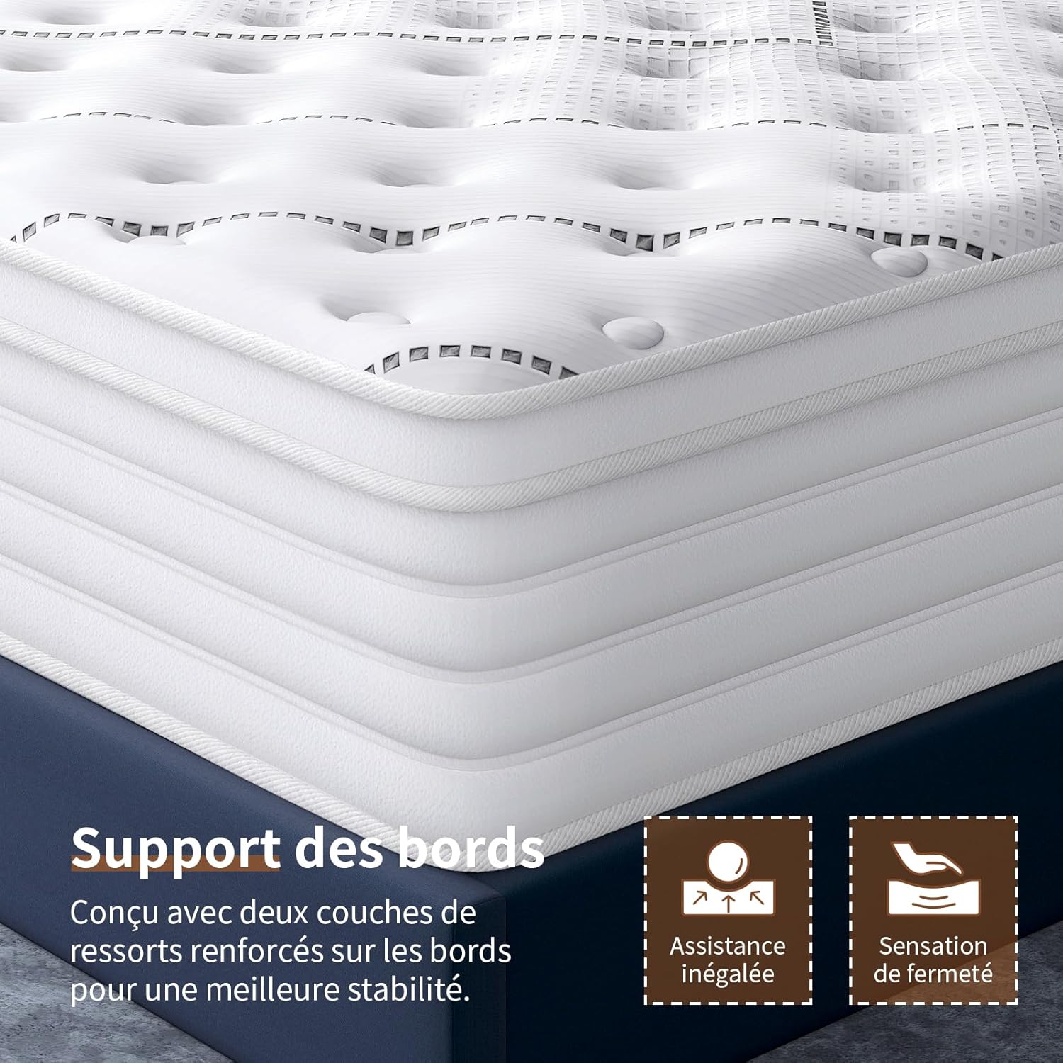 Matelas - 7 zones, 180x200x28cm, ressorts ensachés, fermeté moyenne