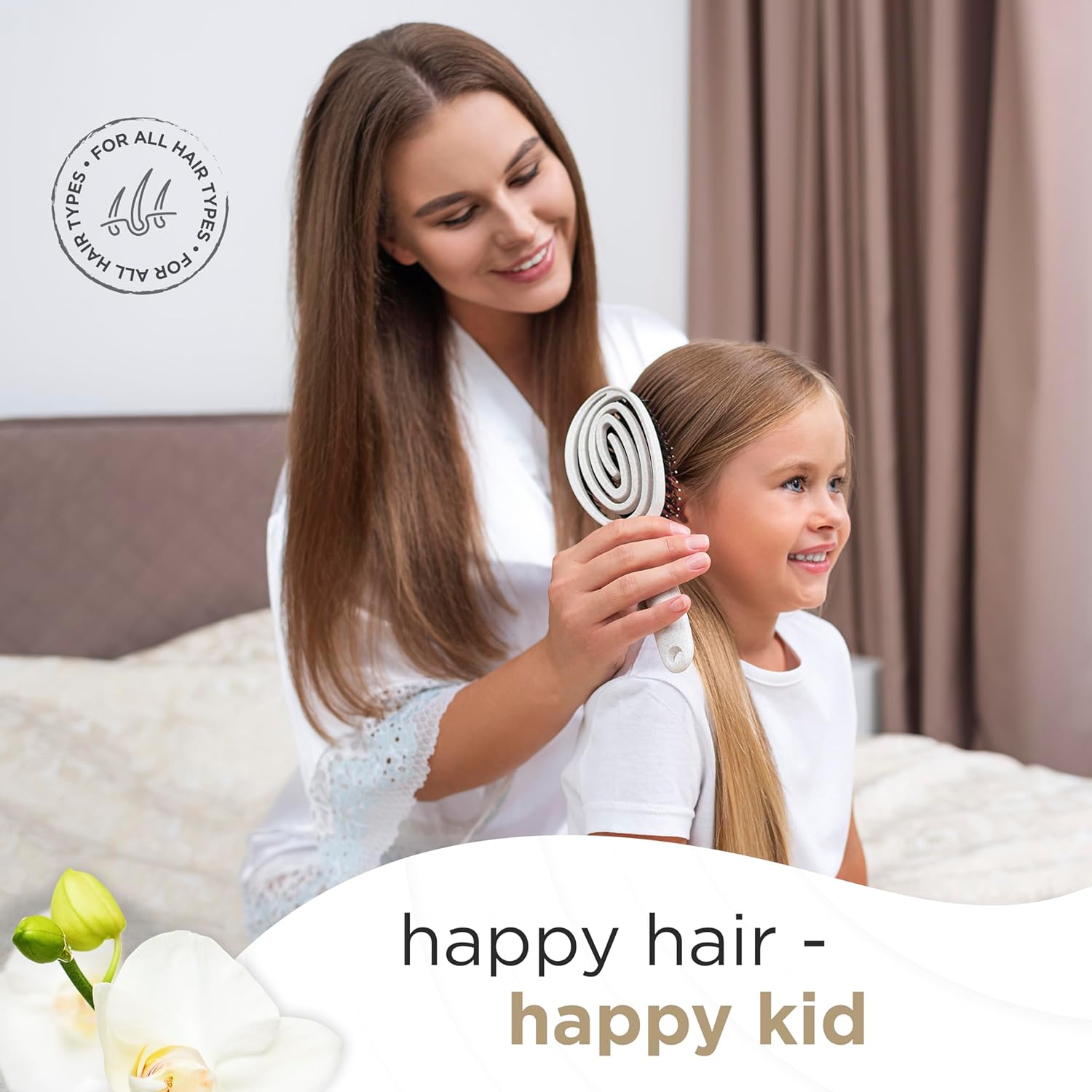 FABCARE - Brosse à cheveux Double Ressort - sanglier, démêlante, beige