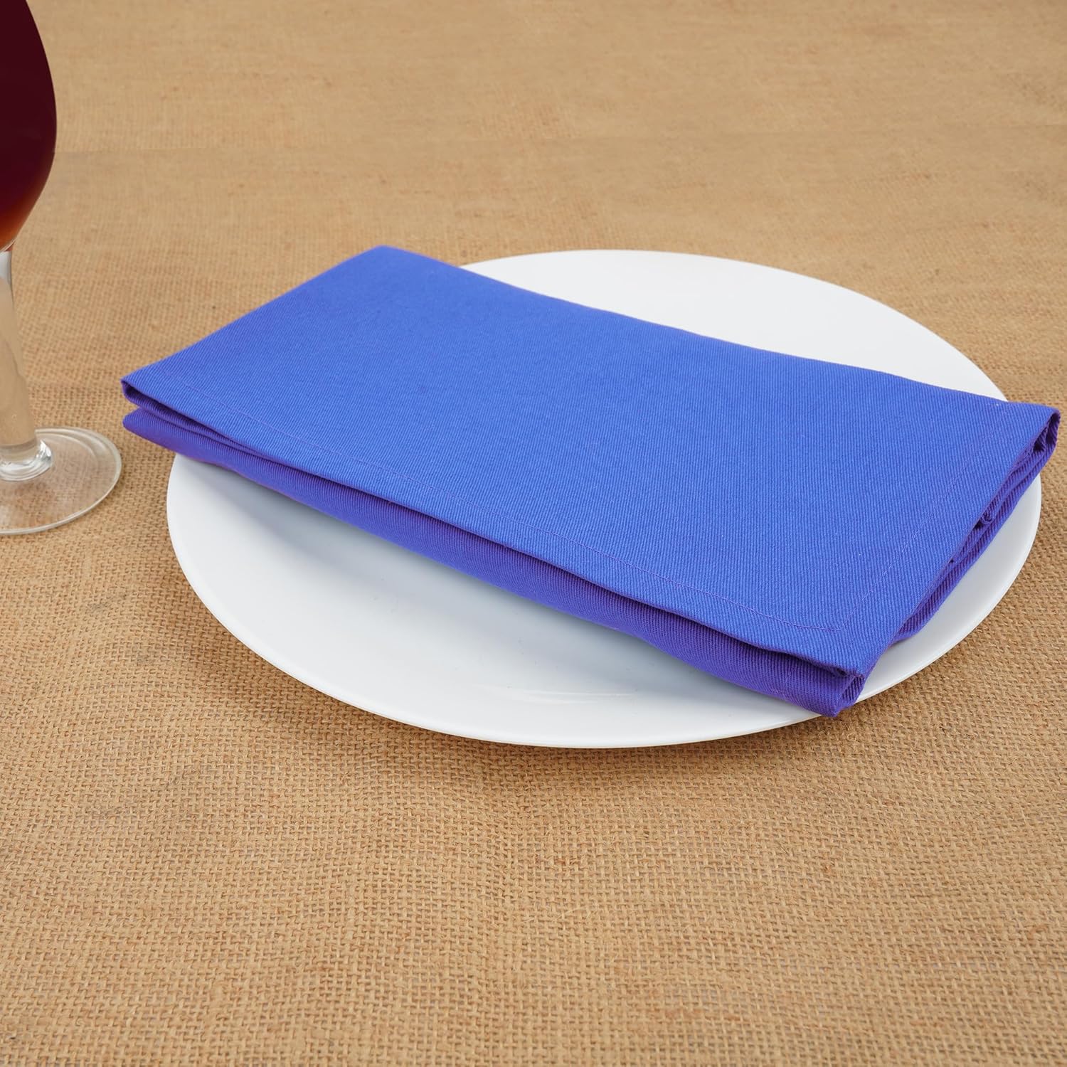 Sweet Needle - serviettes de table surdimensionnées - 45x45cm - coton épais royal bleu, coins arrondis, lot de 12