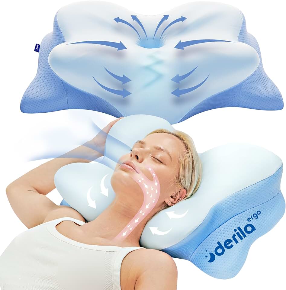 Derila - Ergo Oreiller mémoire de forme cervical papillon - soutien optimal toutes positions