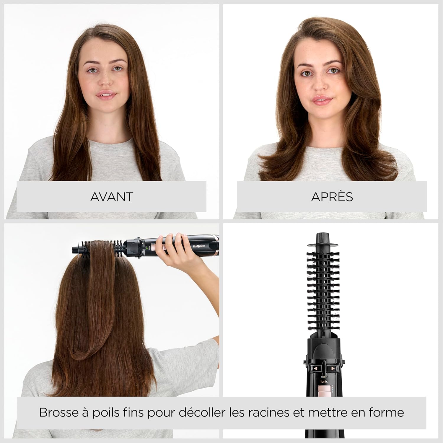 BaByliss - Brosse soufflante Dry Straighten Style - 4 accessoires - Fonction ionique - AS200E