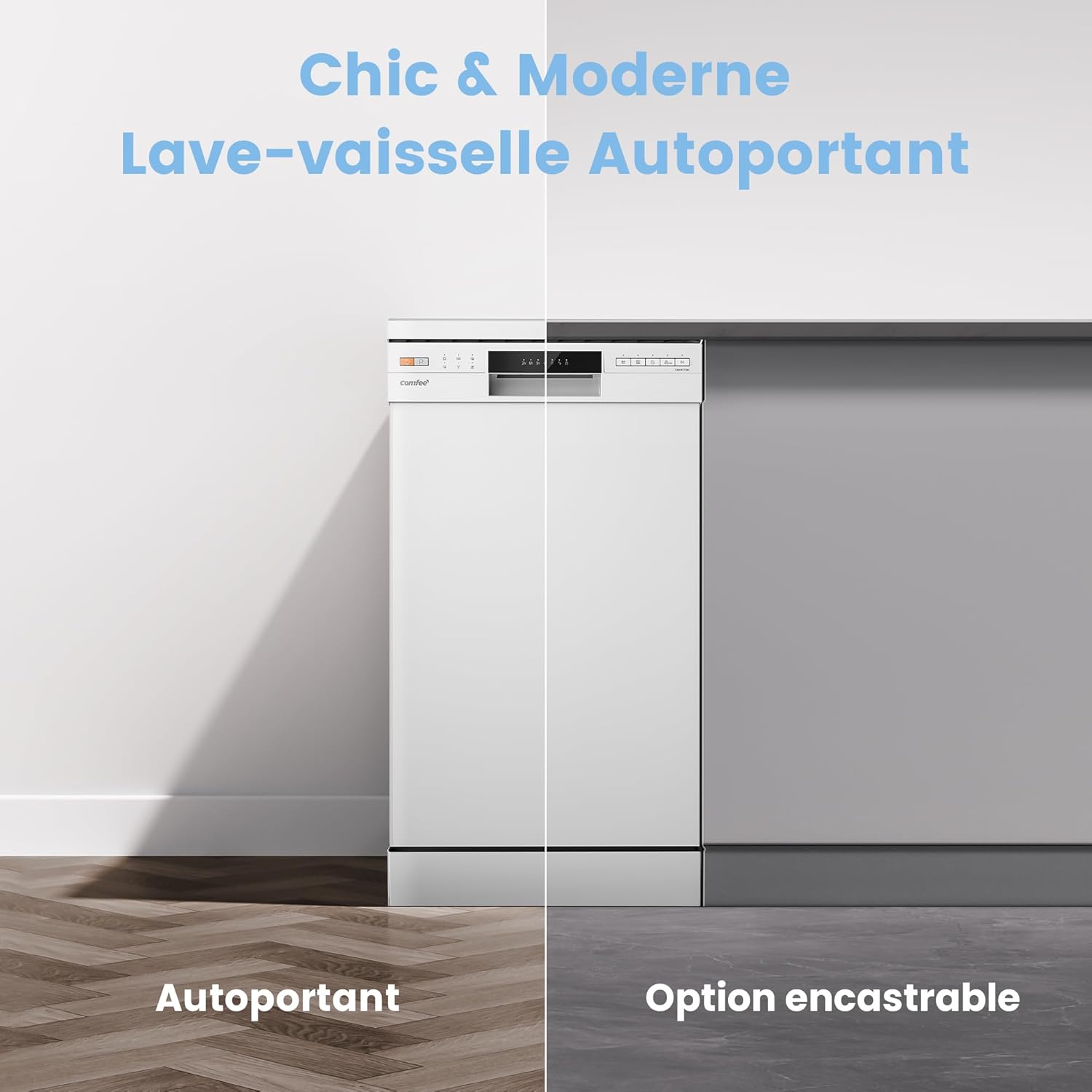 COMFEE' - Lave-vaisselle 10 couverts, départ différé, paniers flexibles, blanc - CDWEF1034BW