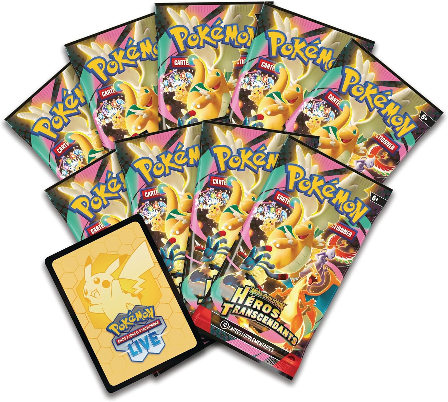Pokémon - Coffret Dresseur Méga-Évolution Héros Transcendants - 9 boosters, 1 carte promo, accessoires premium